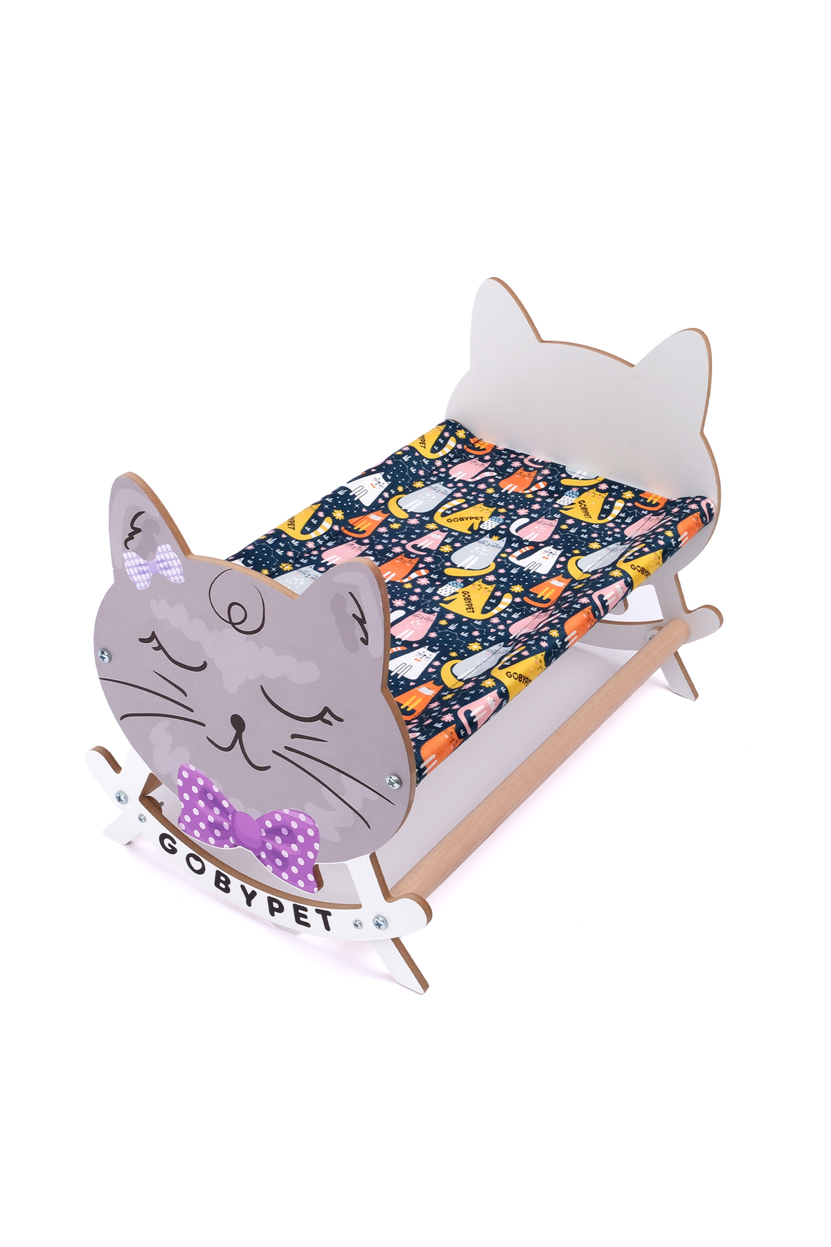 تخت گربه گهواره‌ای طرح گربه خواب‌آلود گوبی‌پت GOBYPET مدل 005739 چندرنگ