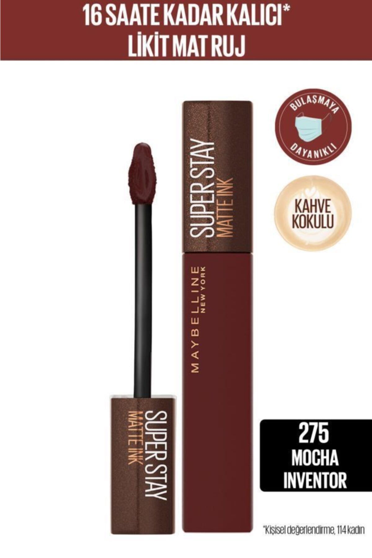 Maybelline New York رژ لب مایع مات Super Stay ماندگاری 16 ساعته شماره 275 رنگ بورگوندی تیره