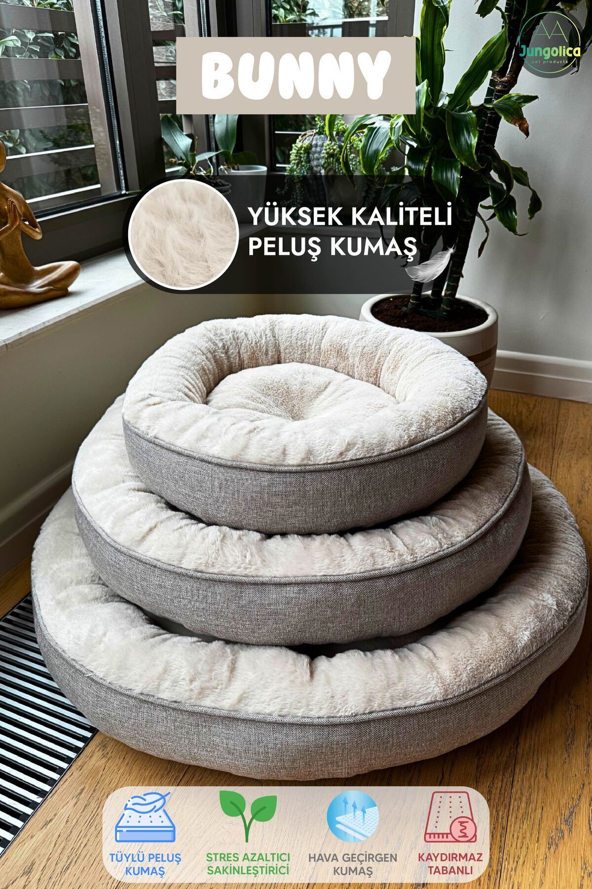 جای خواب حلقه‌ای گربه و سگ جونگولیکا پت پروداکتس Jungolica Pet Products Bunny، مدل JPP70، بژ