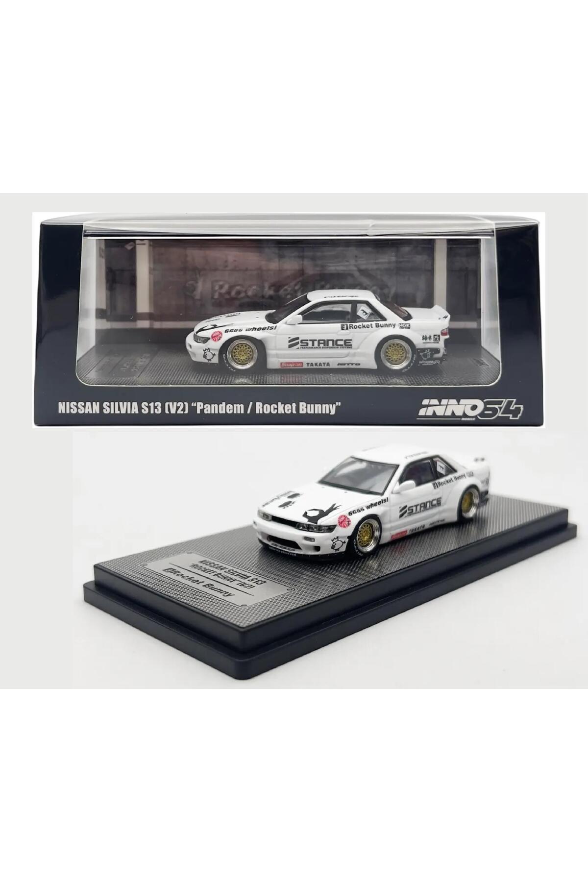 مدل خودرو INNO64 NISSAN SILVIA S13 V2 PANDEM ROCKET BUNNY سفید اورجینال Inno