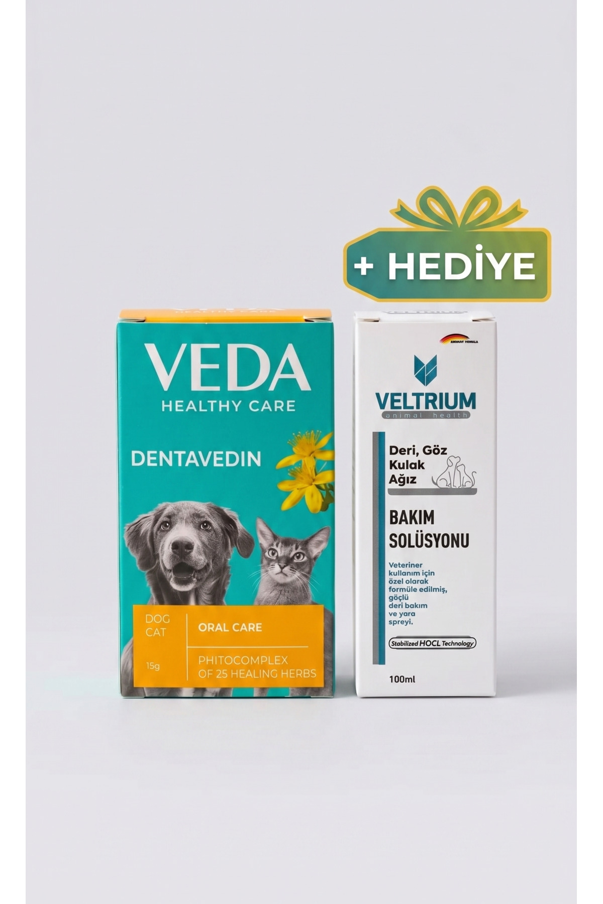 مجموعه مراقبت حیوانات وداوت Vedavet شامل DENTAVEDIN و محلول مراقبتی VELTRIUM