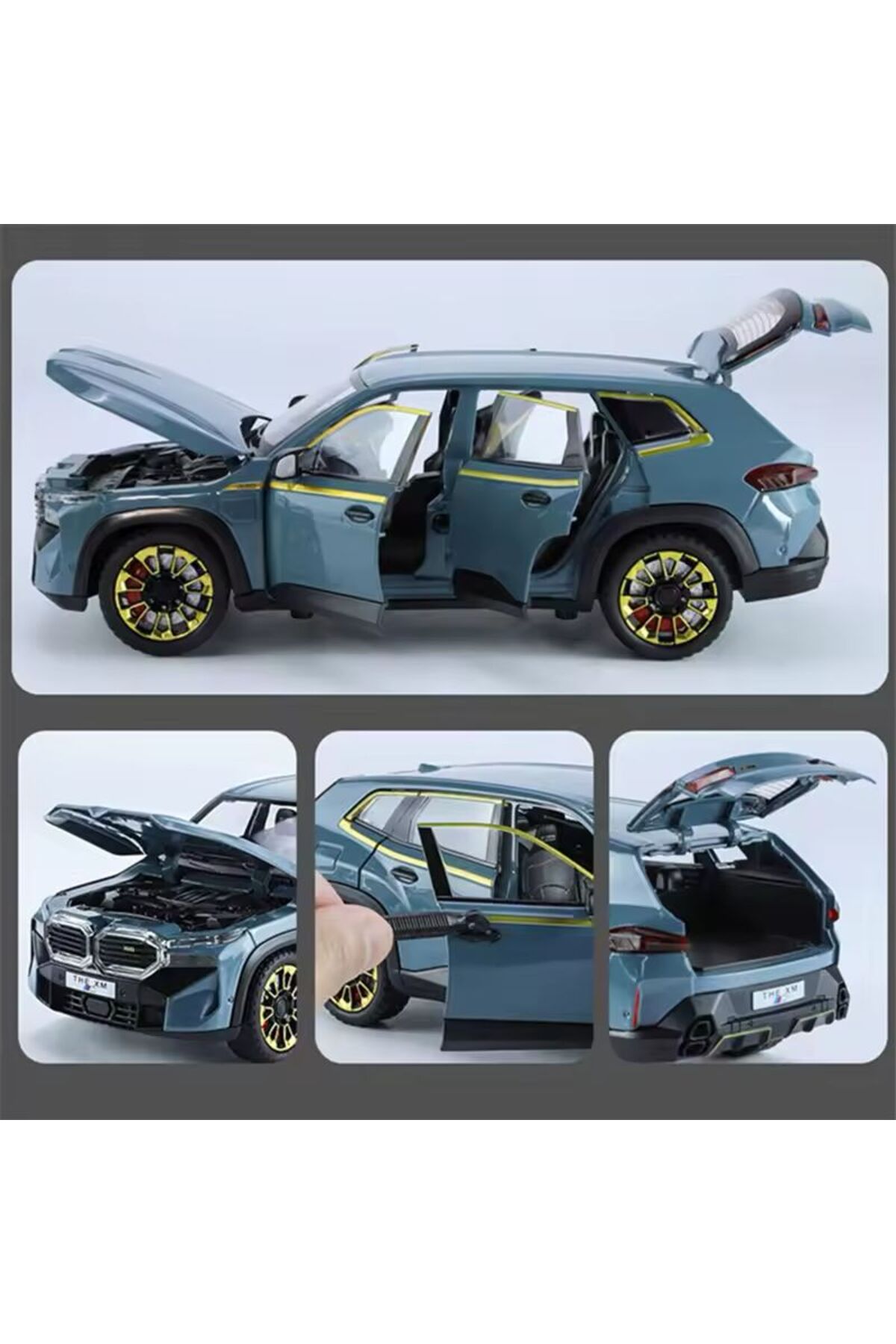 مدل خودرو BMW XM مشکی DIECAST CAR MODEL 1:24 DOORS TRUNK HOOD ماشین IX بدون باتری را باز می کند اورجینال scntoys