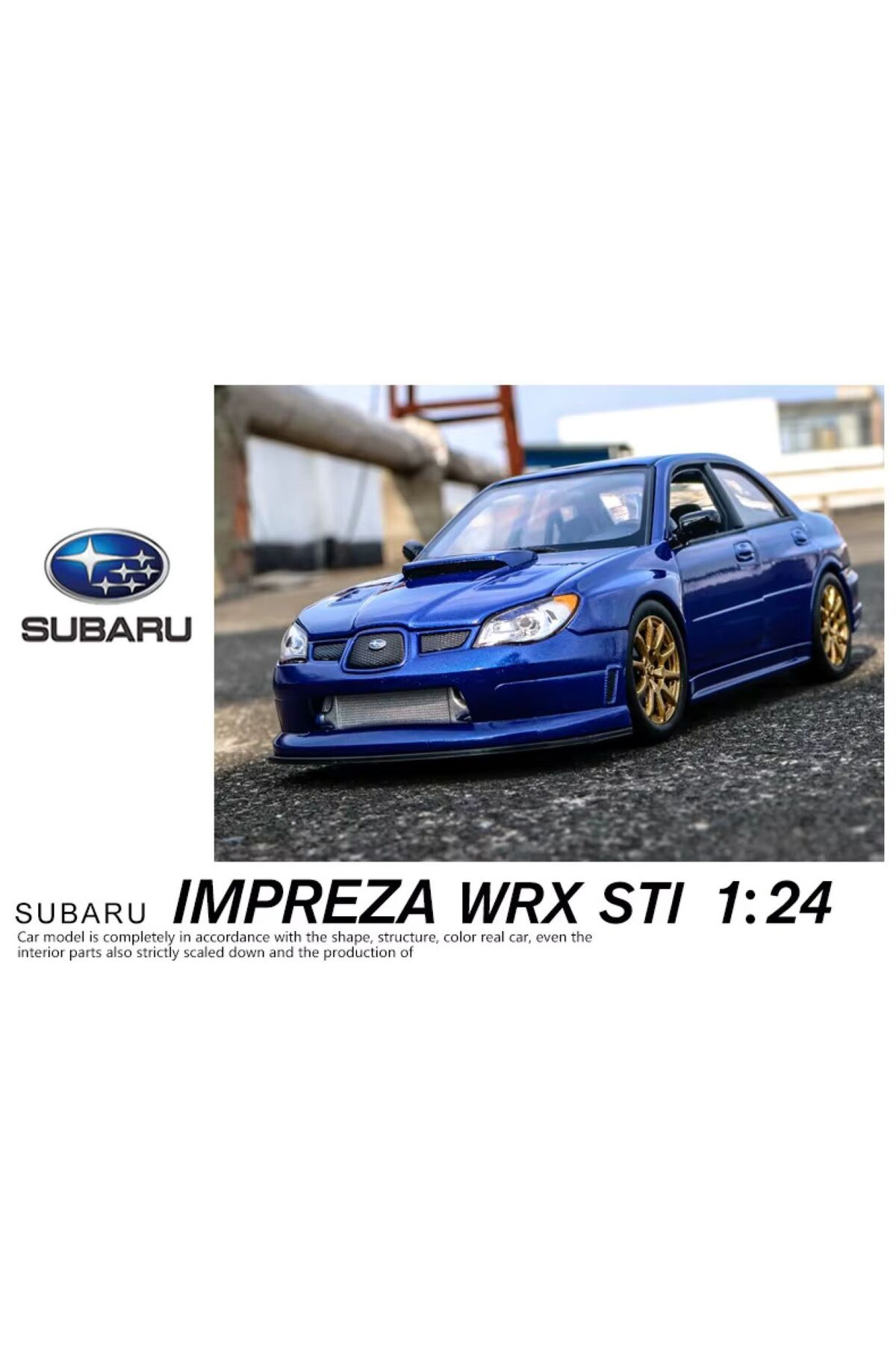 مدل خودرو ماشین سوبارو ایمپرزا WRX STI 1:24 آبی مقیاس WELLY اورجینال Feyza Oyuncak