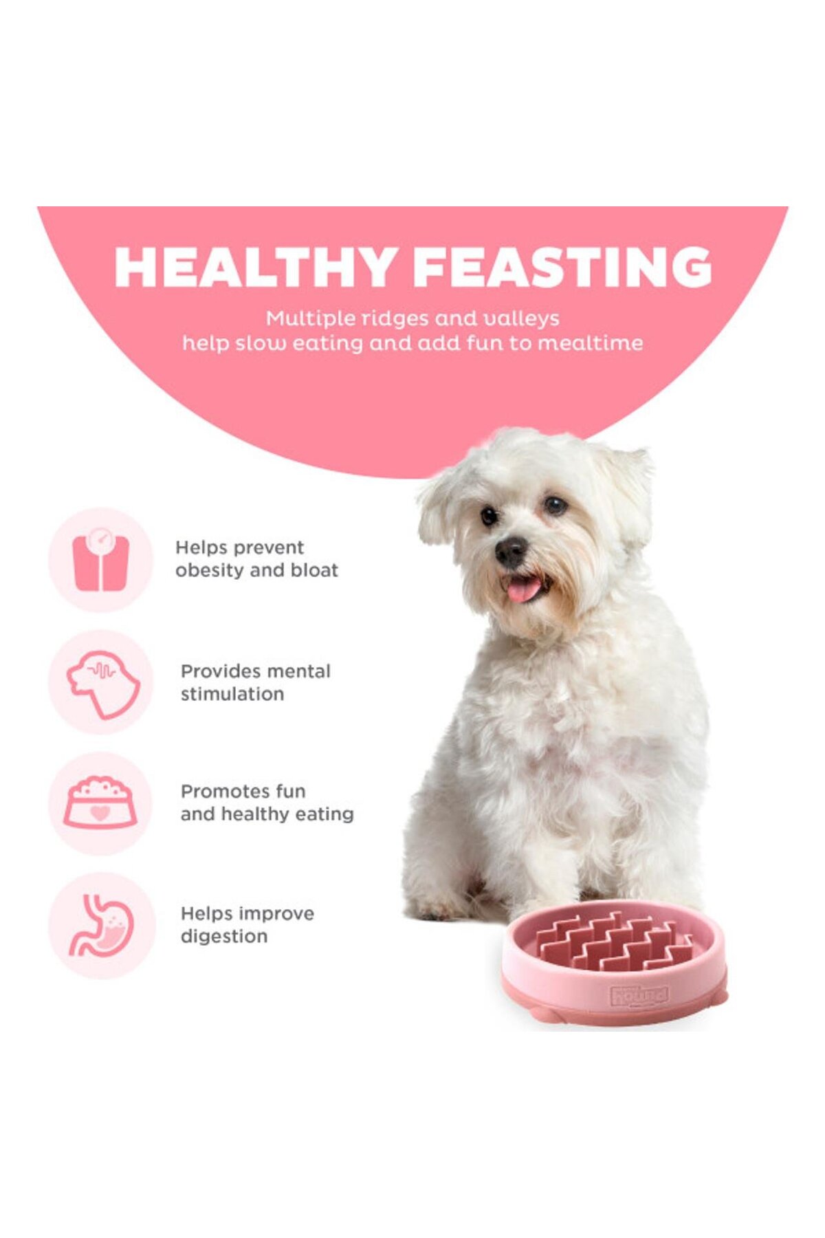 کاسه غذای آهسته‌خور اوت‌وارد هاوند Outward Hound، S/M، ۳۰۰ گرم صورتی