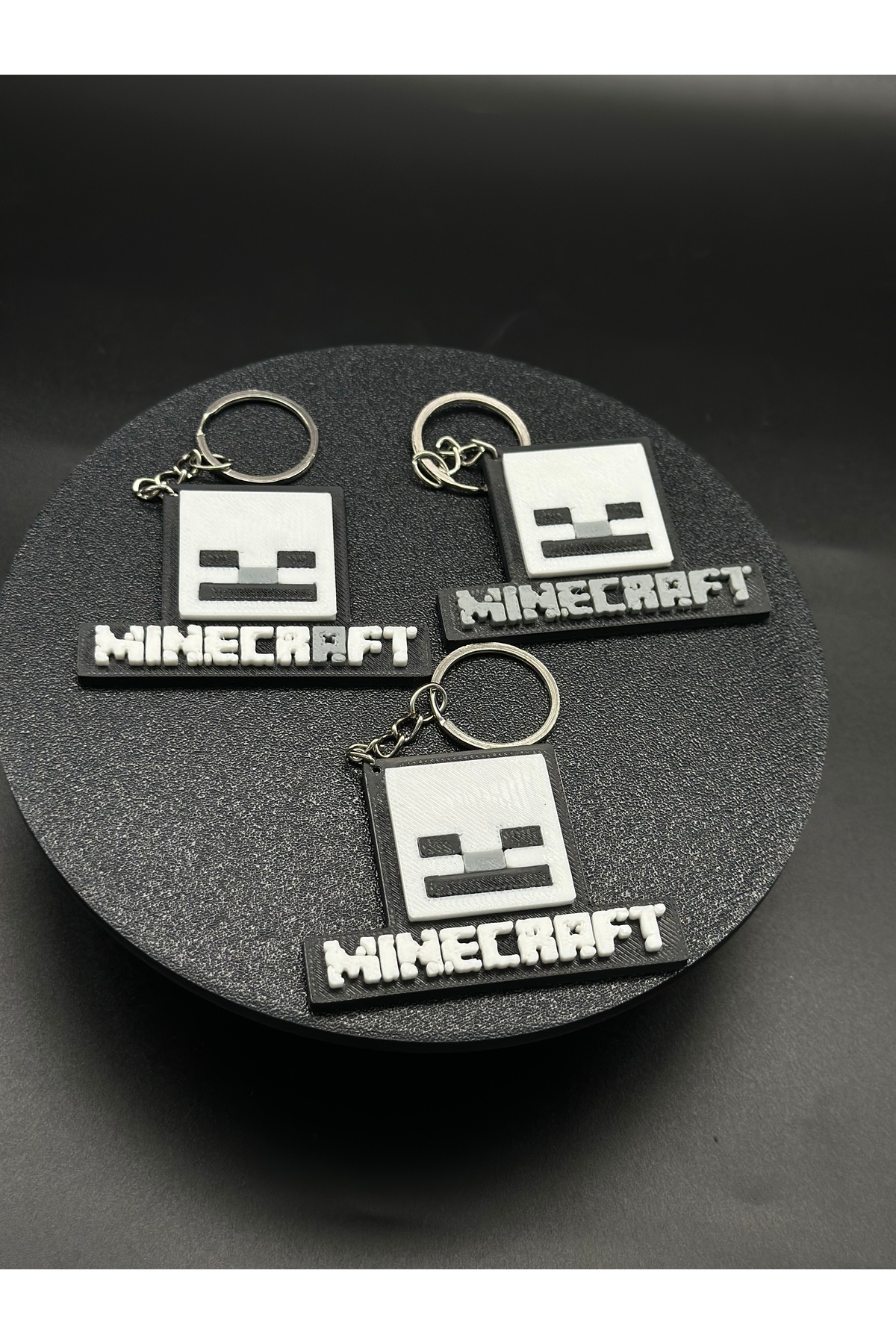 مجموعه 3 عدد جاکلیدی با موضوع MINECRAFT متن رنگارنگ و شکل اسکلت چاپ سه بعدی DorukForm
