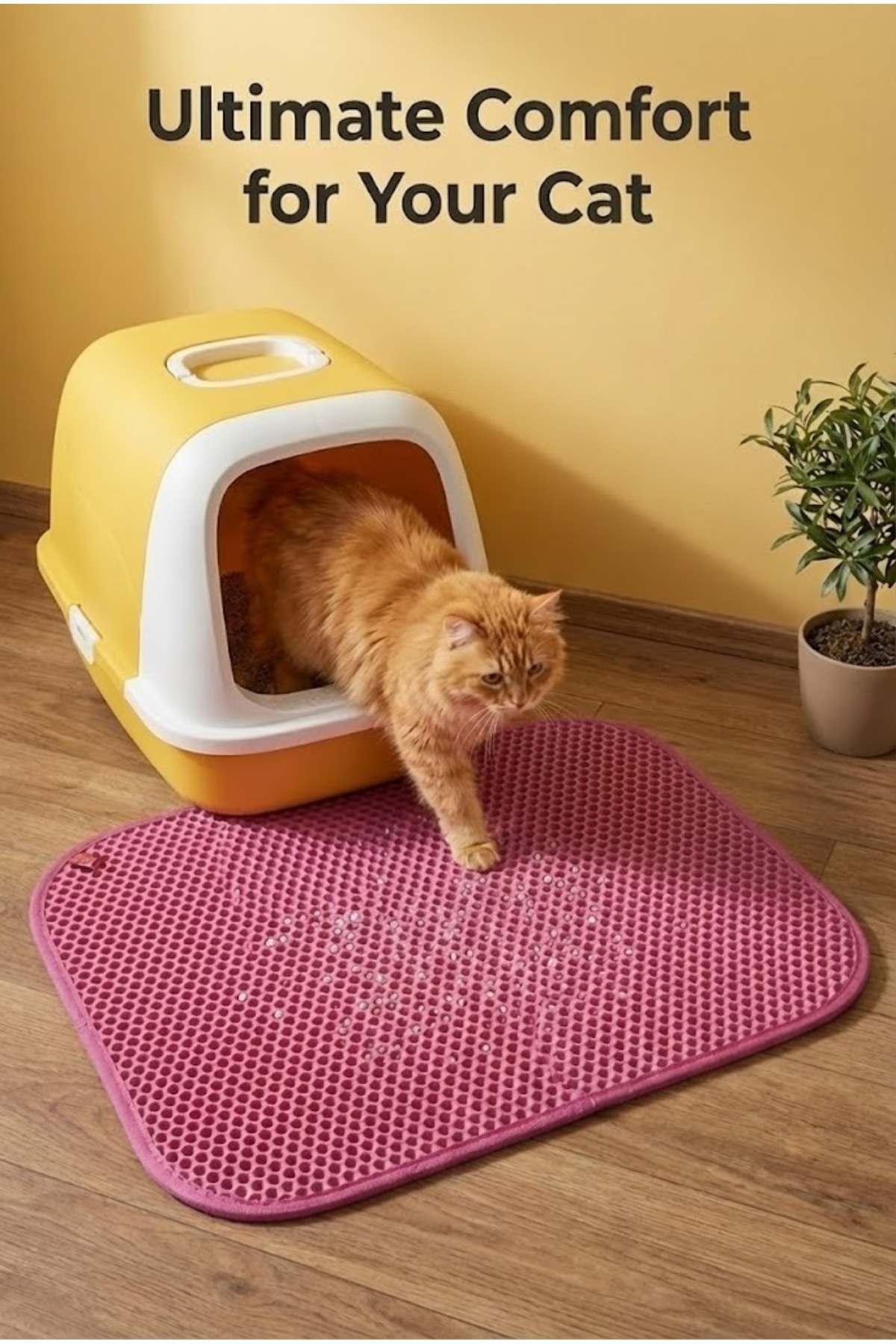 زیرانداز جمع‌آوری خاک جلوی توالت گربه پوگالو Pugalo، سری CleanPaw Premium، دولایه و صورتی