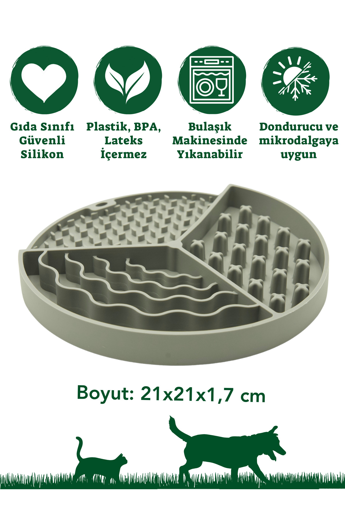 مت آرام‌خوری و لیسیدنی سگ و گربه پت اند پلنت Pet And Planet مدل PP-YM-25، خاکستری