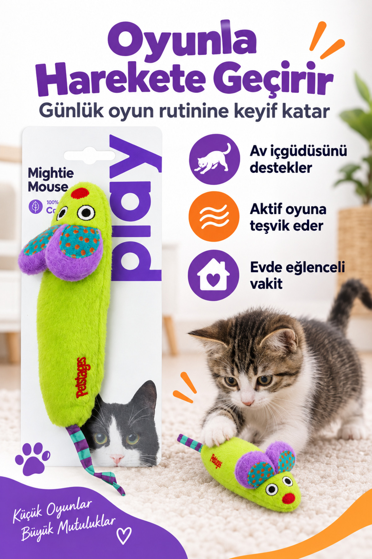 اسباب‌بازی گربه پولیشی خش‌خش‌دار Mightie Mouse سبز