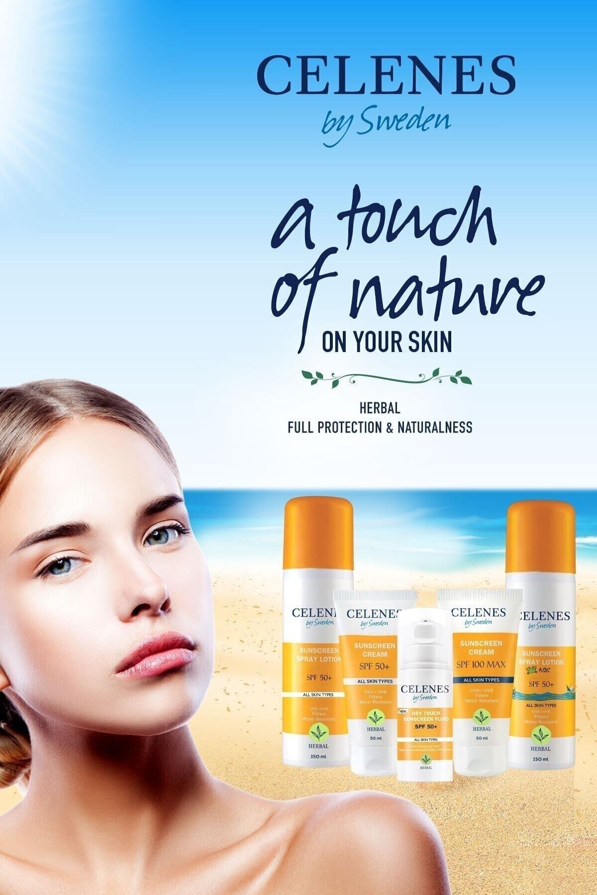 کرم ضد آفتاب کودک دخترانه و پسرانه بچگانه توسط سوئد سلنس لوسیون گیاهی اسپری 50 SPF 150ML همه انواع پوست Celenes by Sweden
