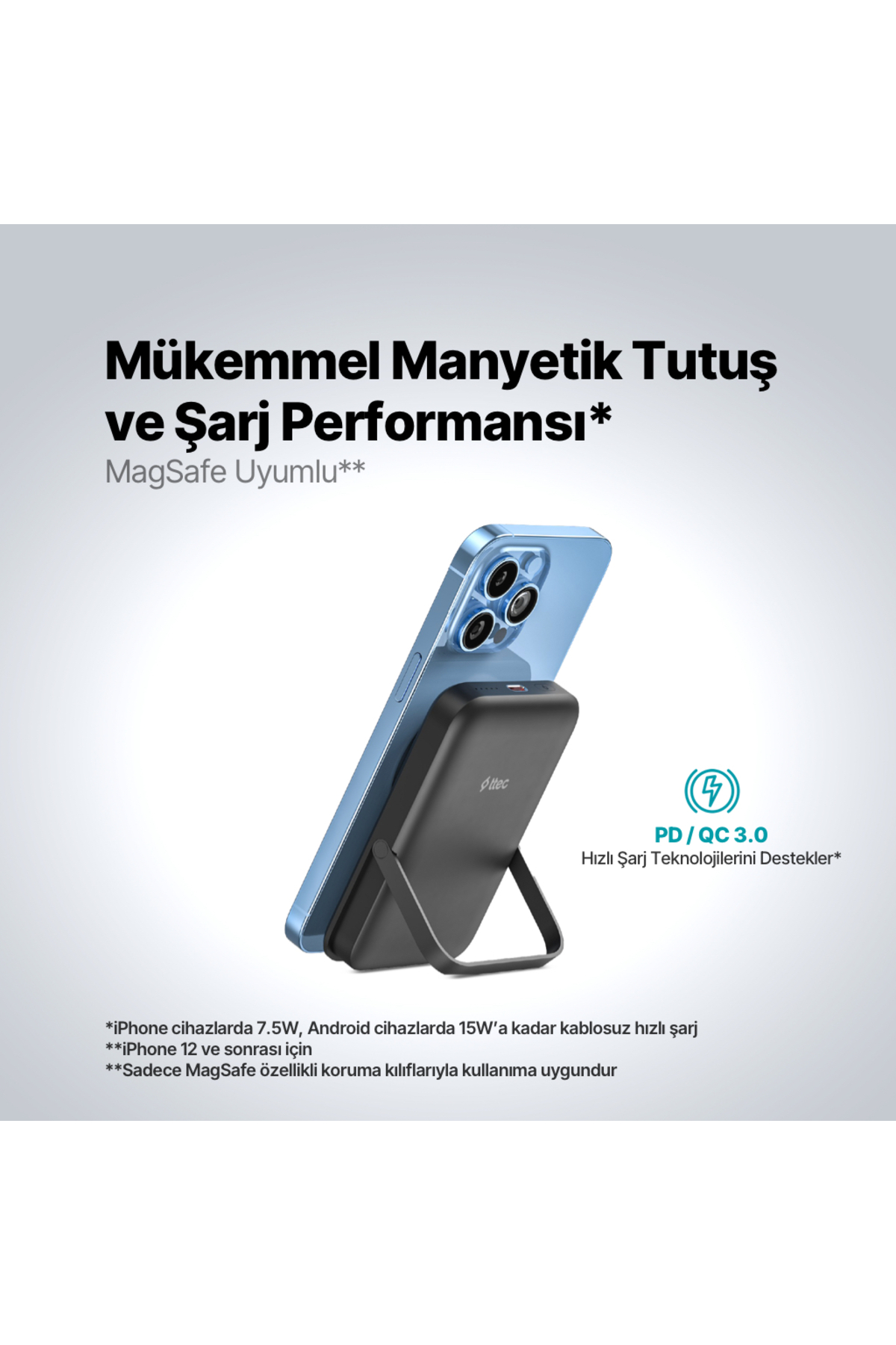 پاوربانک RECHARGER PRO M 10000MAH MAGSAFE سازگار با PD 20W شارژر سریع قابل حمل بی سیم پایه اورجینال Ttec