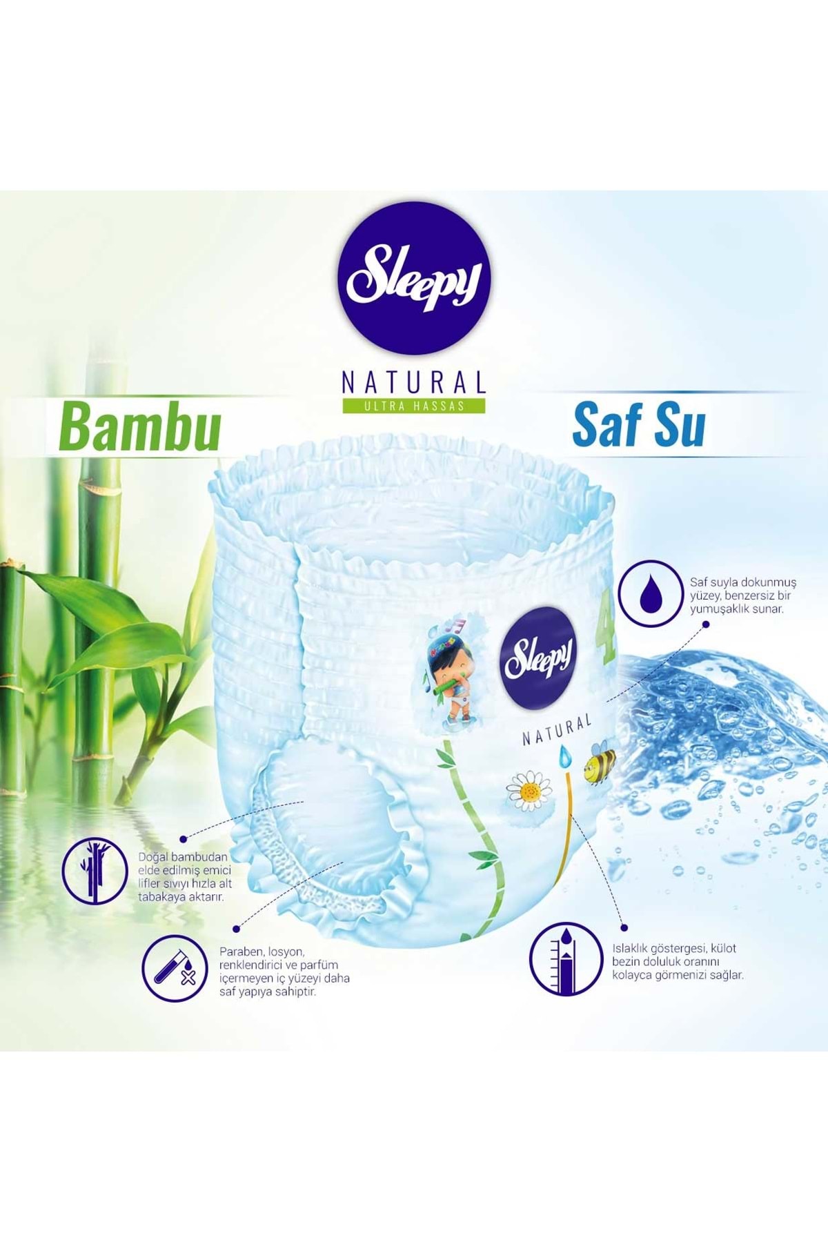 پوشک بچه شورتی طبیعی MAXI 4 شماره 60 عدد اورجینال Sleepy