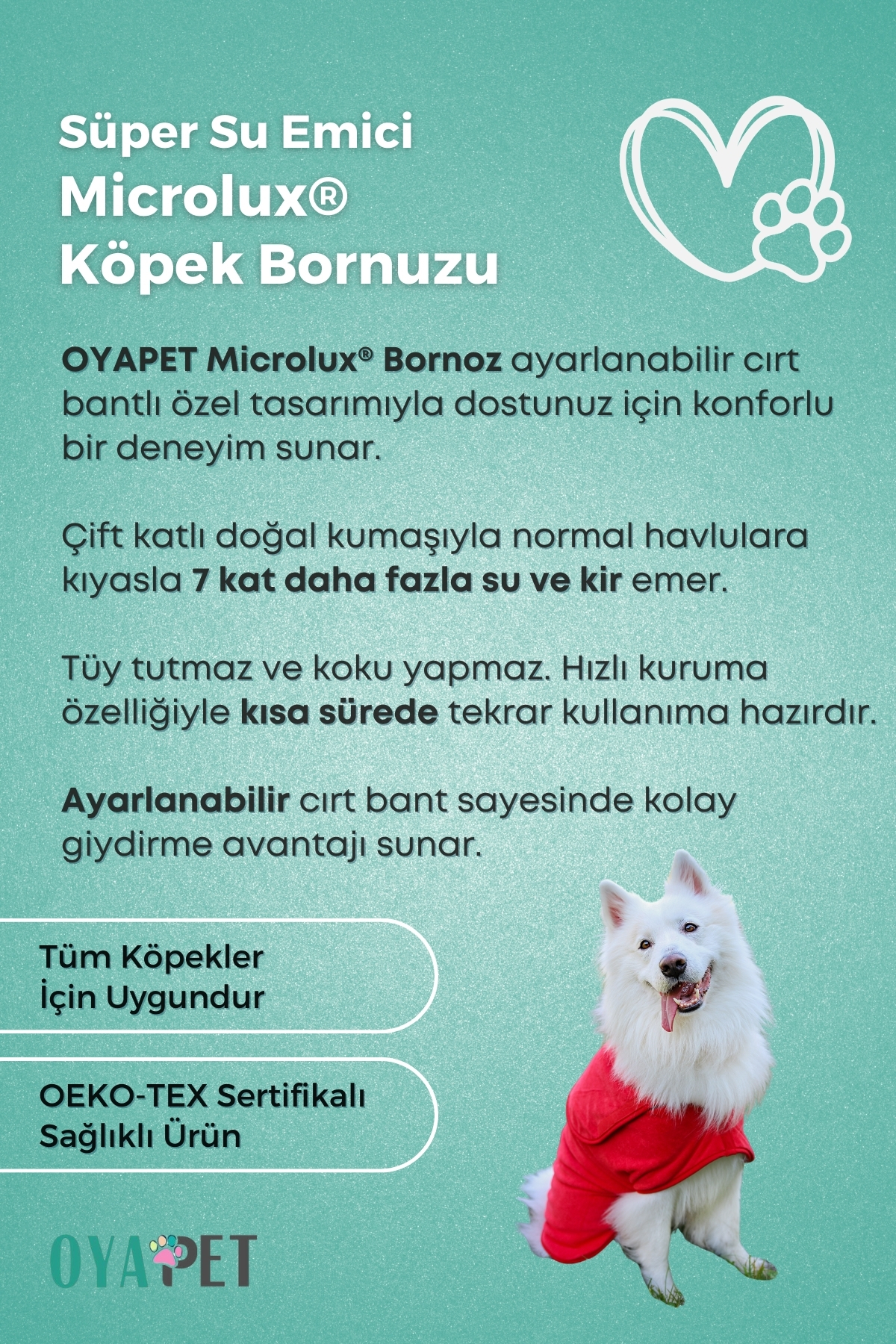 حوله‌تن‌پوش سگ اویاپت Oyapet Microlux® میکروفایبر با جذب آب بالا قرمز