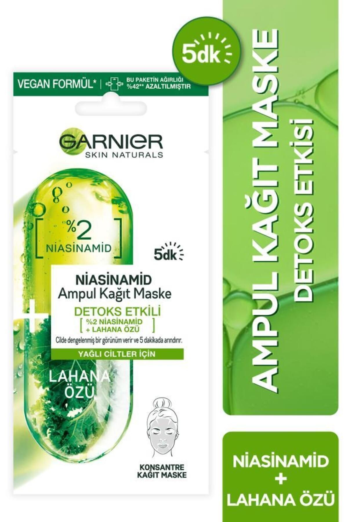 Garnier پوسته کاغذی ماسک پاک‌کننده موثر نیاسینامید دتاکس