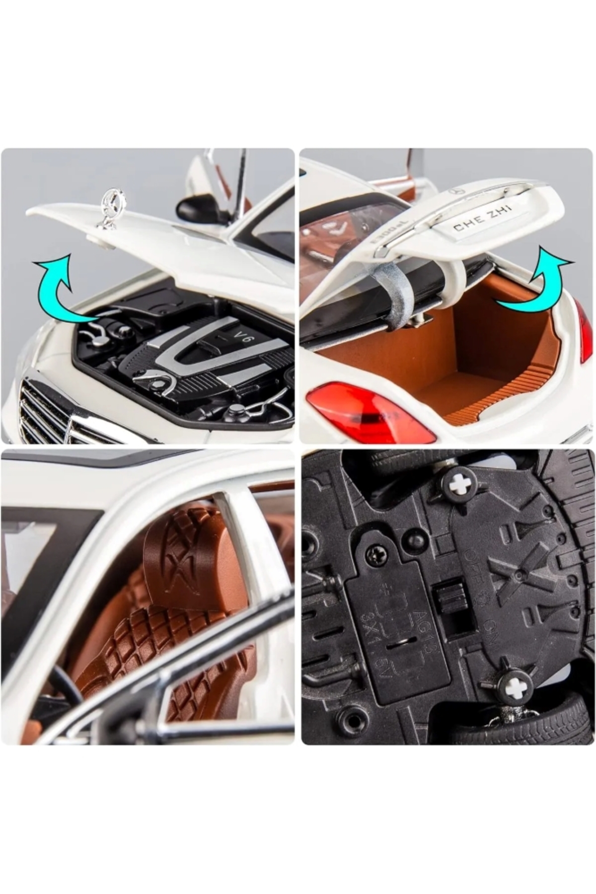 مدل خودرو مرسدس بنز ماشین E300L 1:24 DIECAST فلزی مجموعه با صدا و نور 21 سانتی متر اورجینال scntoys