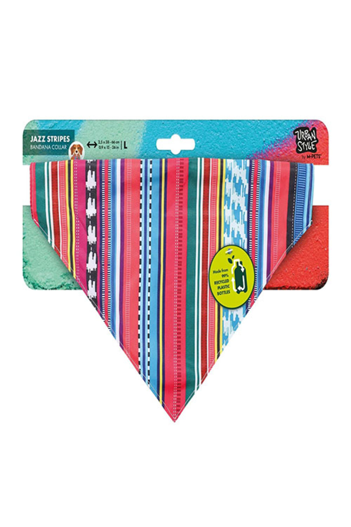 دستمال گردن سگ ام‌پتس M-PETS مدل Urban Style Jazz Stripes، سایز بزرگ ۳۸×۶۶ سانتی‌متر