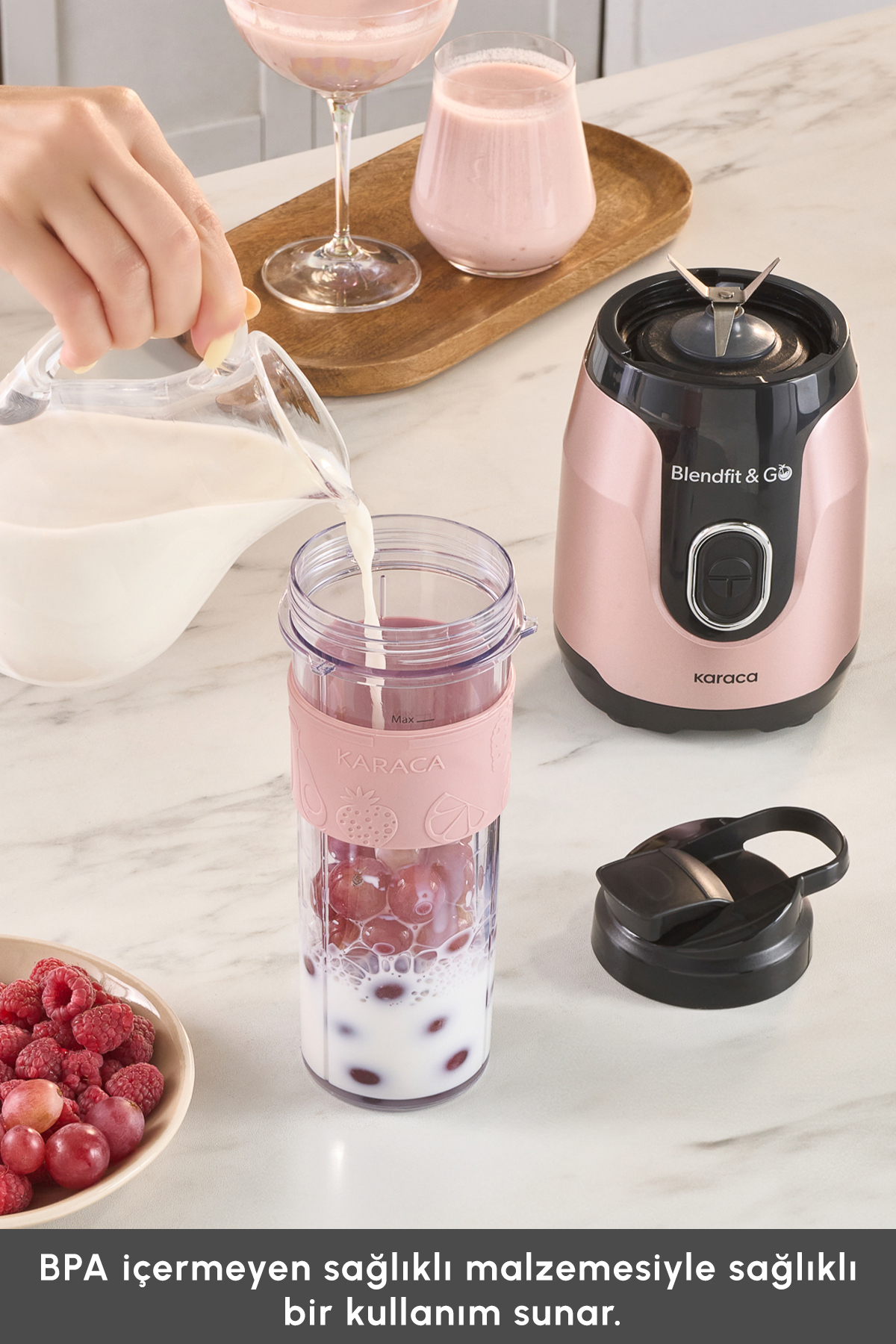مخلوط کن شخصی اسموتی BLENDFIT GO PERSONAL BLENDER ROSEGOLD اورجینال Karaca