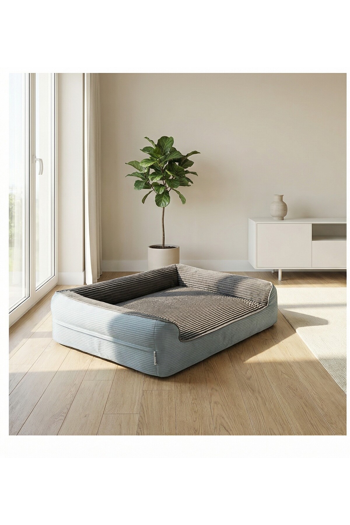 جای خواب سگ ویسکوپت ViscoPet Premium Sofa با فوم بلوکی، روکش محافظ و زیپ خاکستری