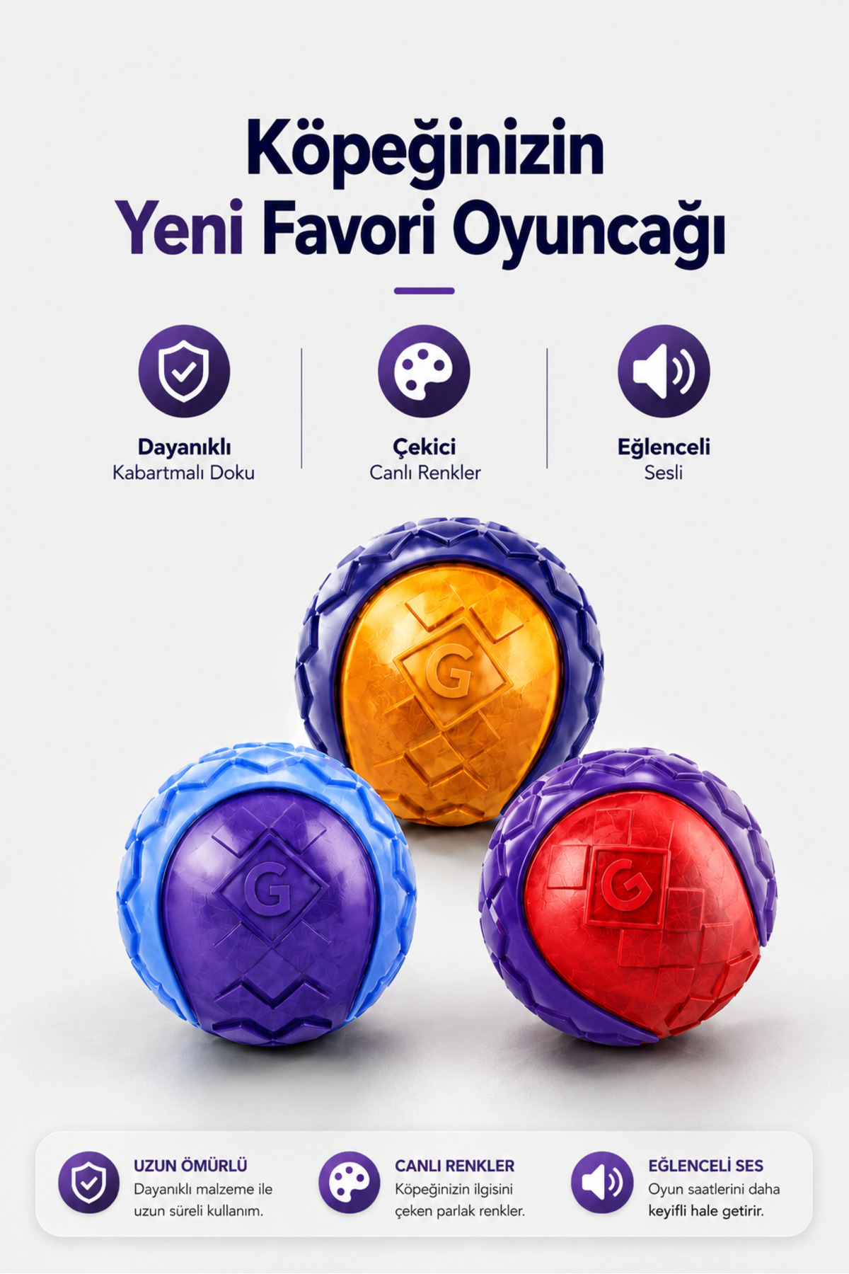 توپ اسباب‌بازی سگ گیگ‌وی Gigwi، سری Ball Originals، بسته ۳ عددی، TPR، ۵ سانتی‌متر سرمه‌ای