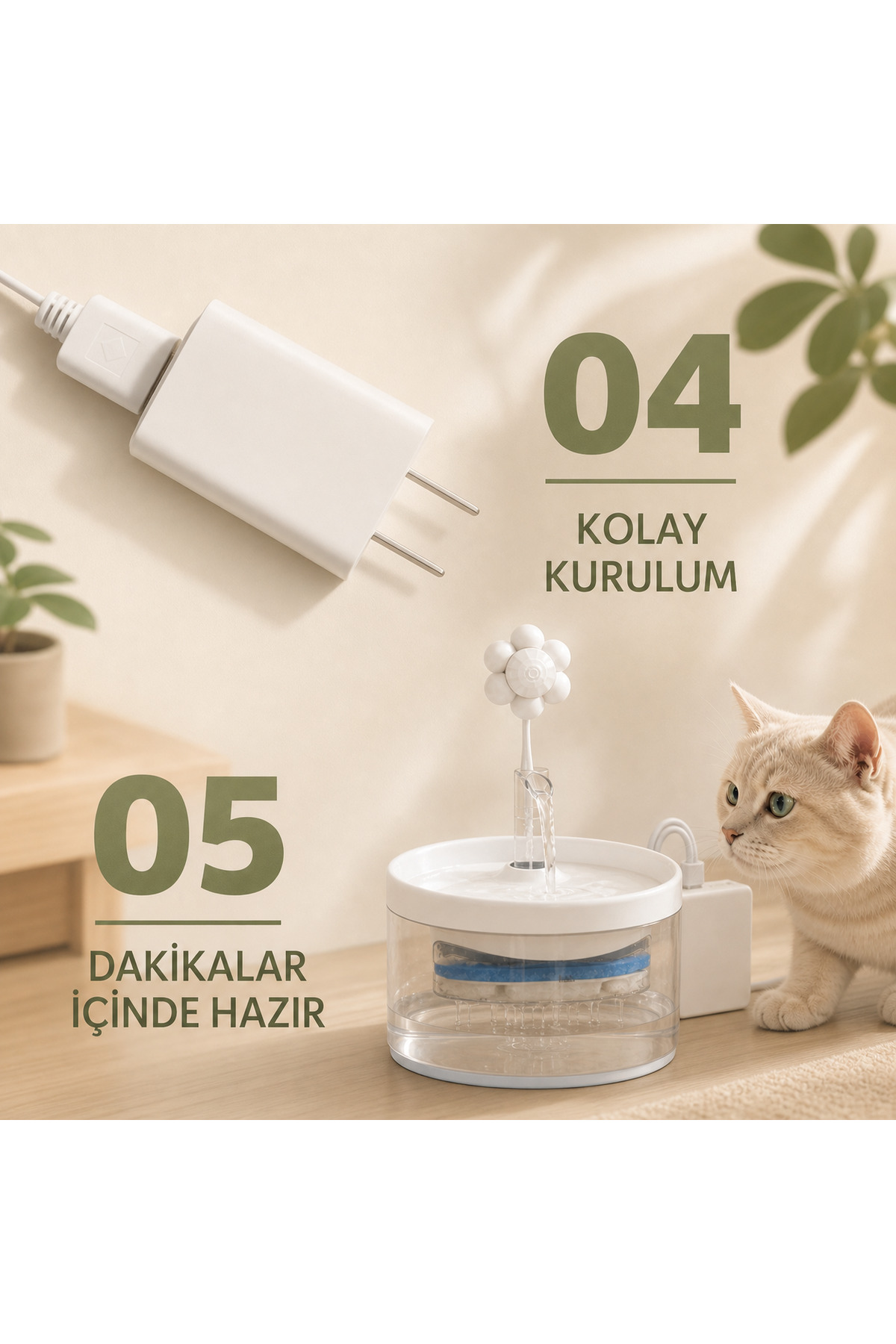 آبخوری فواره‌ای گربه ری‌پوینت ReyPoint مدل SKKIZILOTESI با حسگر حرکتی مادون‌قرمز