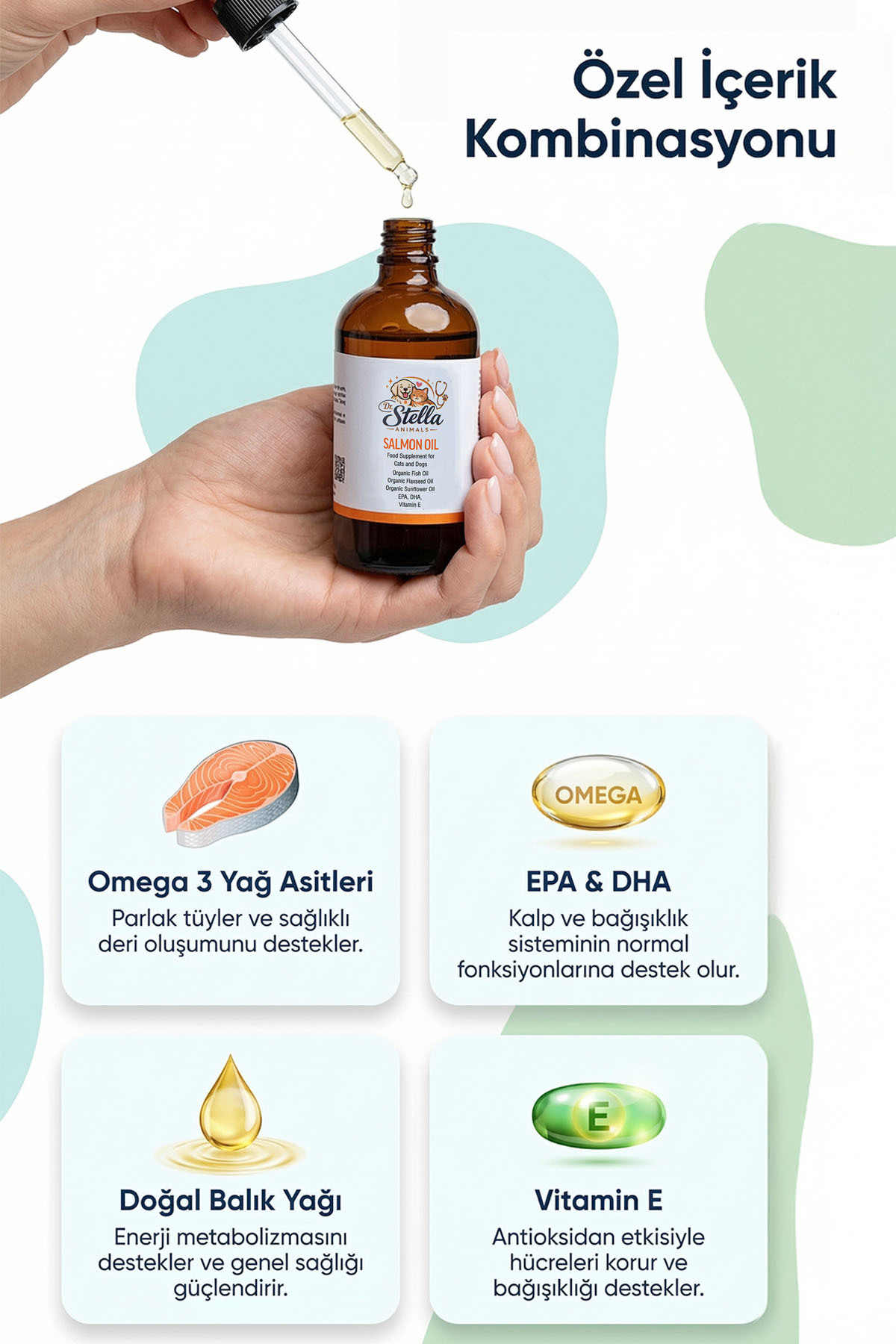 روغن سالمون ۱۰۰ میلی‌لیتری گربه و سگ دکتر استلا انیمالز Dr. Stella Animals SALMON-100