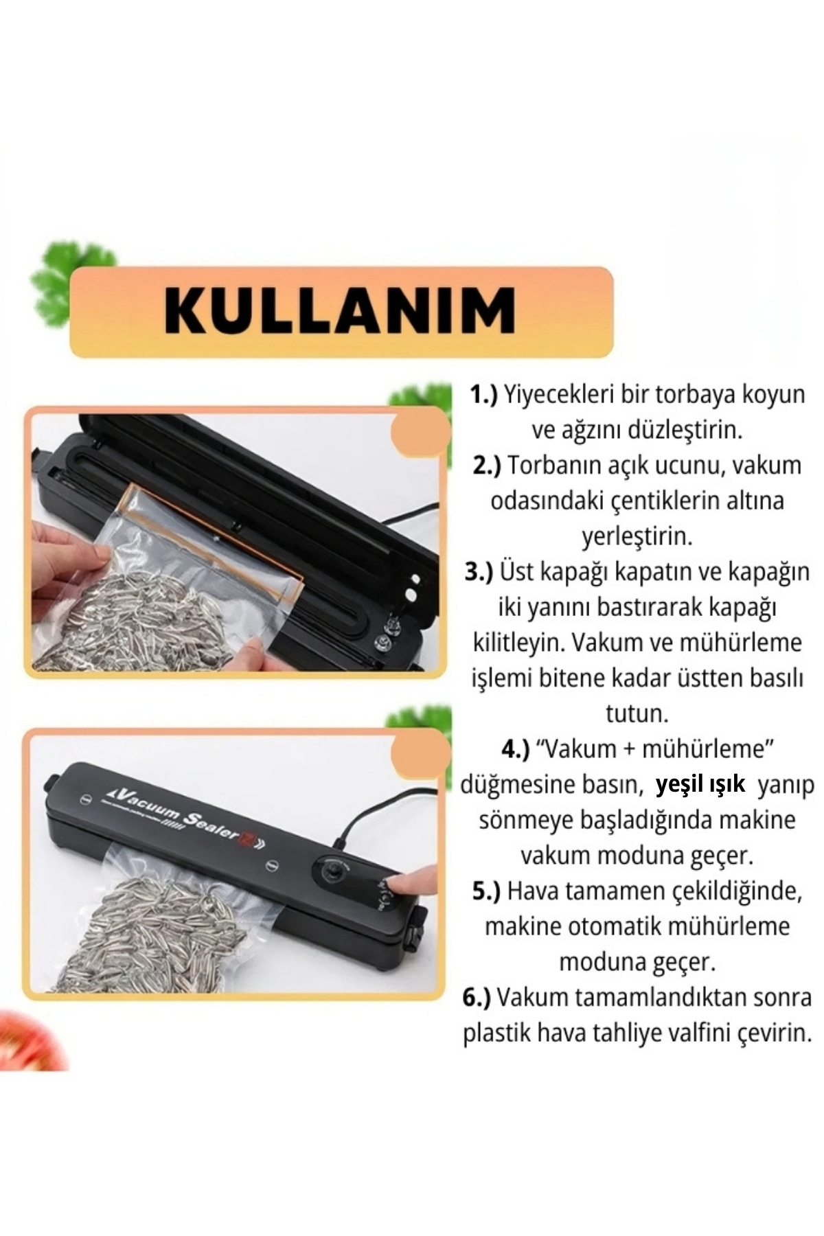 دستگاه وکیوم آب بندی غذا خانه و رستوران حفظ تازگی هدیه 10 کیسه اورجینال Vacuum Sealer