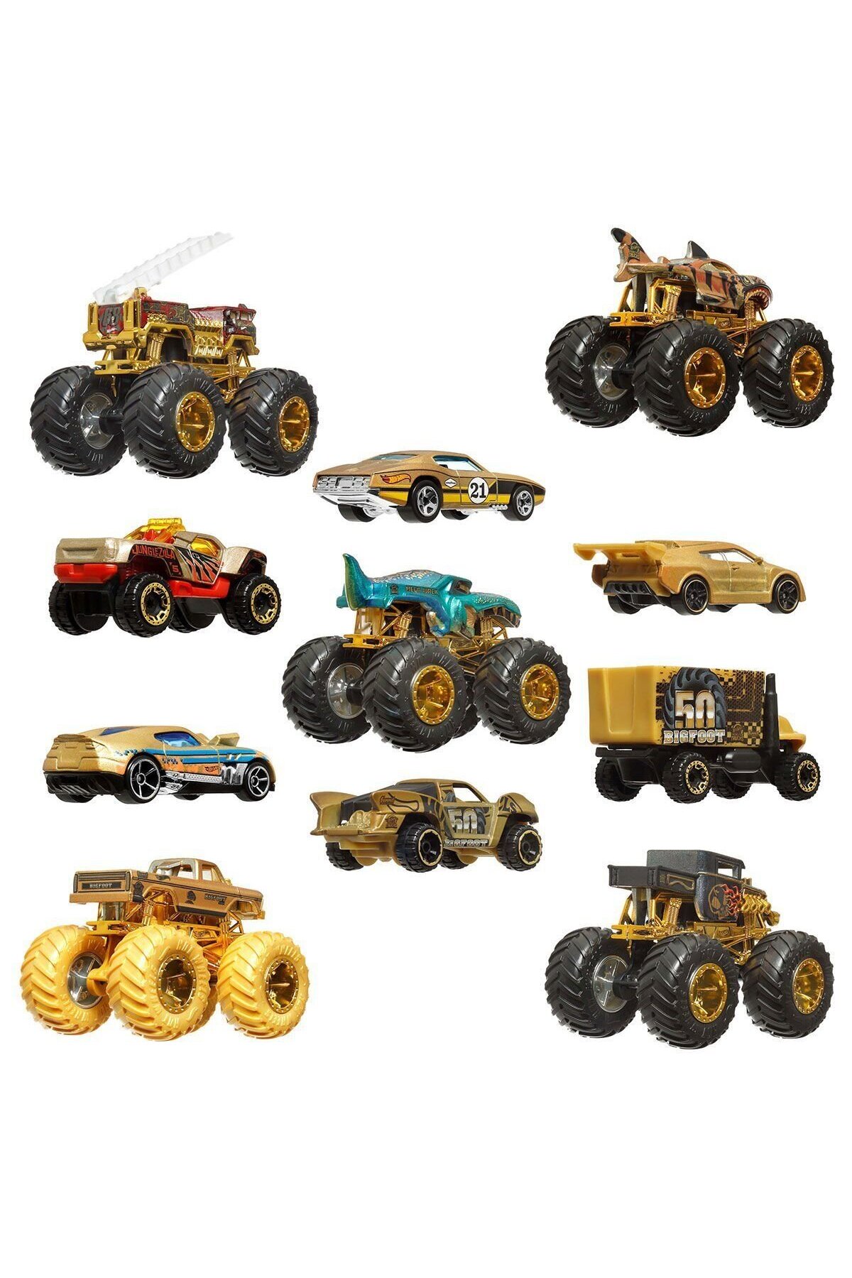 مدل خودرو JDW07 MONSTER TRUCKS BIGFOOT TROPHY CHAMPIONS CAR AND TRUCK MULTIPLIER اورجینال HOT WHEELS