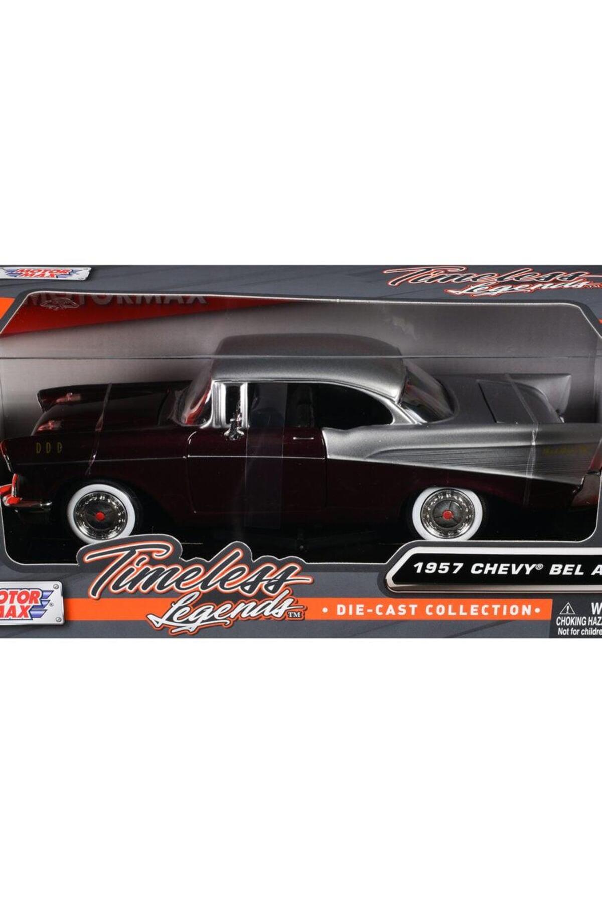 مدل خودرو MOTORMAX 1957 CHEVY BEL AIR BURGUNDY METALLIC و SILVER TIMELESS LEGENDS SERIES 1 24 MOD اورجینال Motor Max