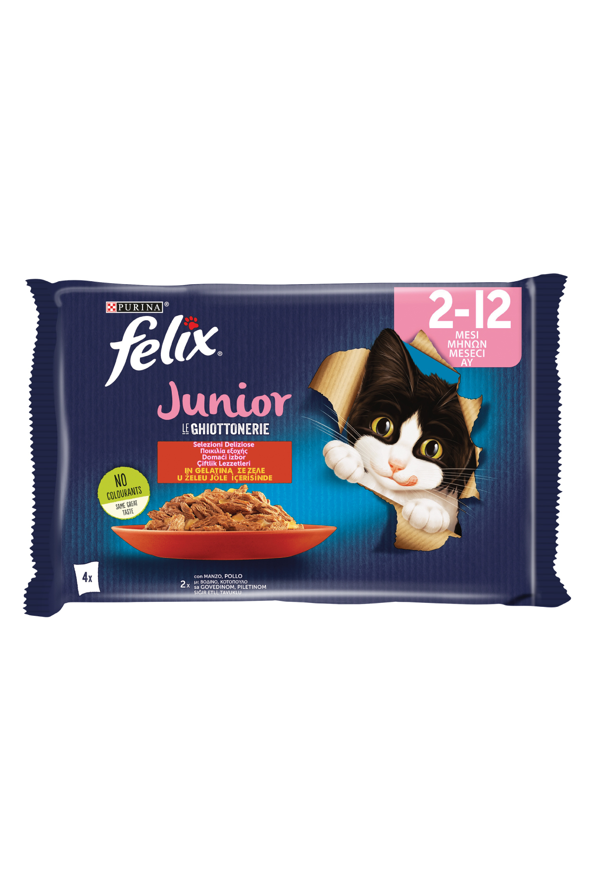 غذای مرطوب بچه‌گربه فلیکس FELIX با گوشت گاو و مرغ، ۴ × ۸۵ گرم
