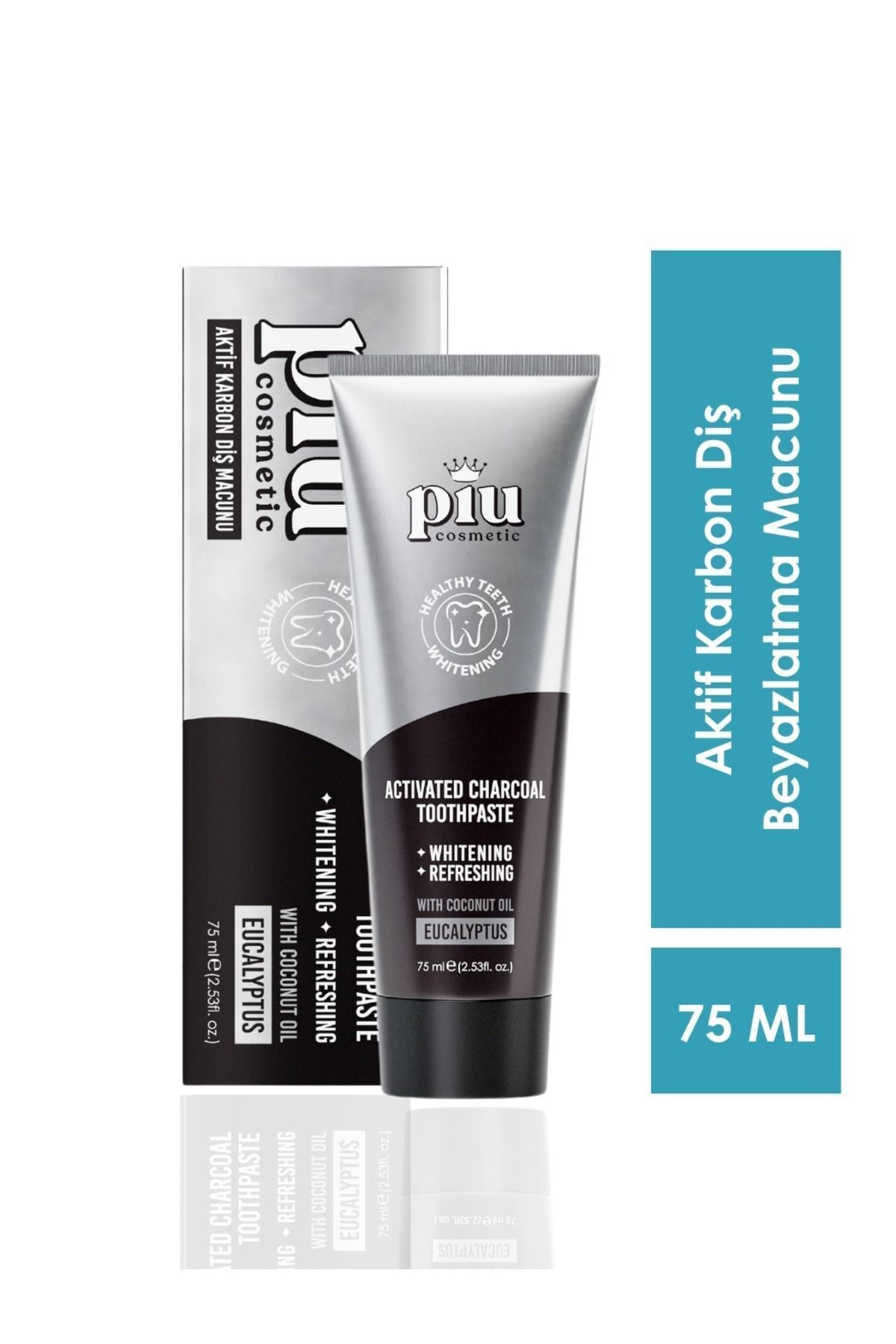 خمیر دندان سفیدکننده با کربن فعال 75 میلی لیتر مناسب برای مراقبت از دهان Piu Cosmetic