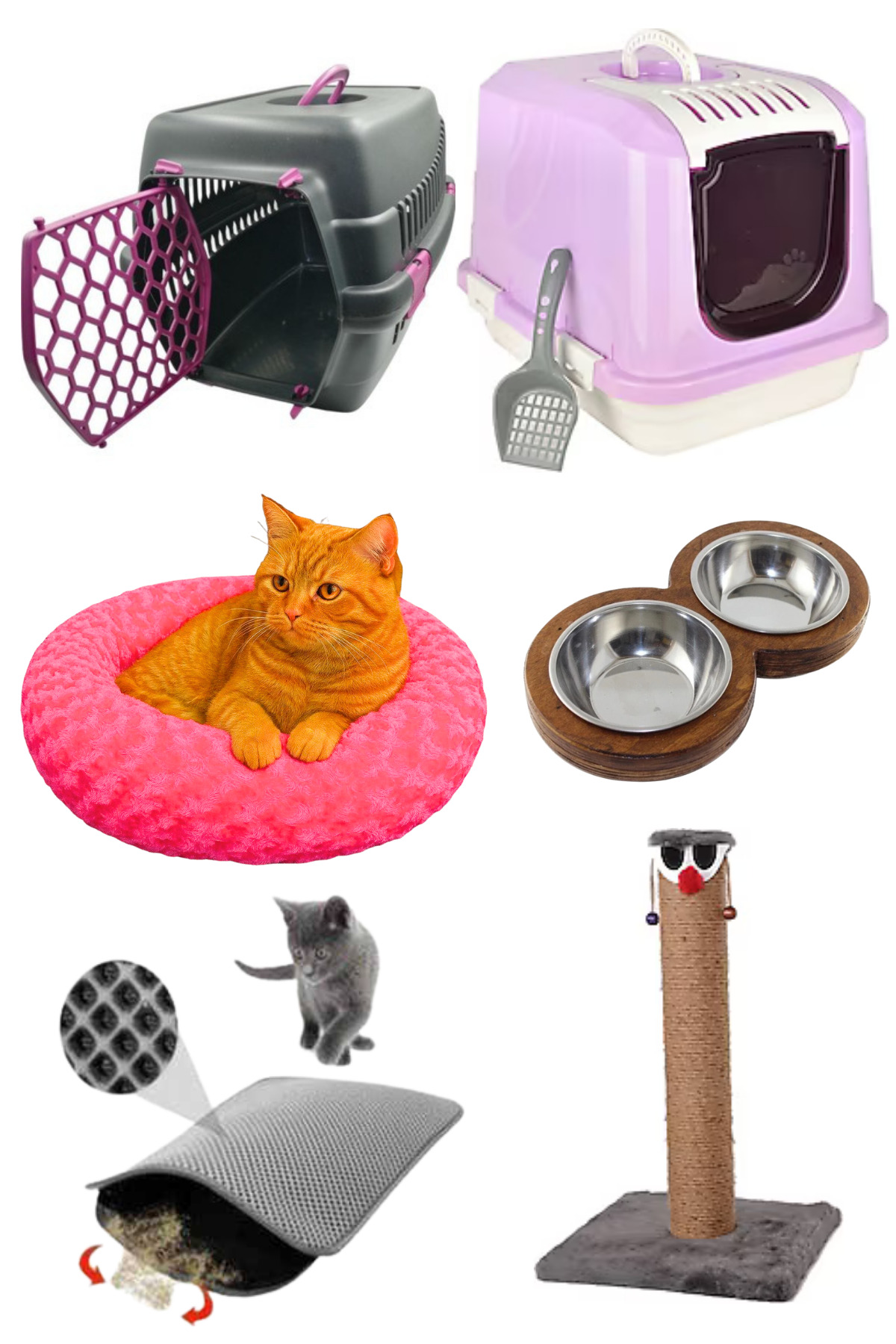 ست شروع گربه پت پرتی Pet Pretty Comfort 6، ۱۲ پارچه با توالت سرپوشیده و جای خواب مخملی