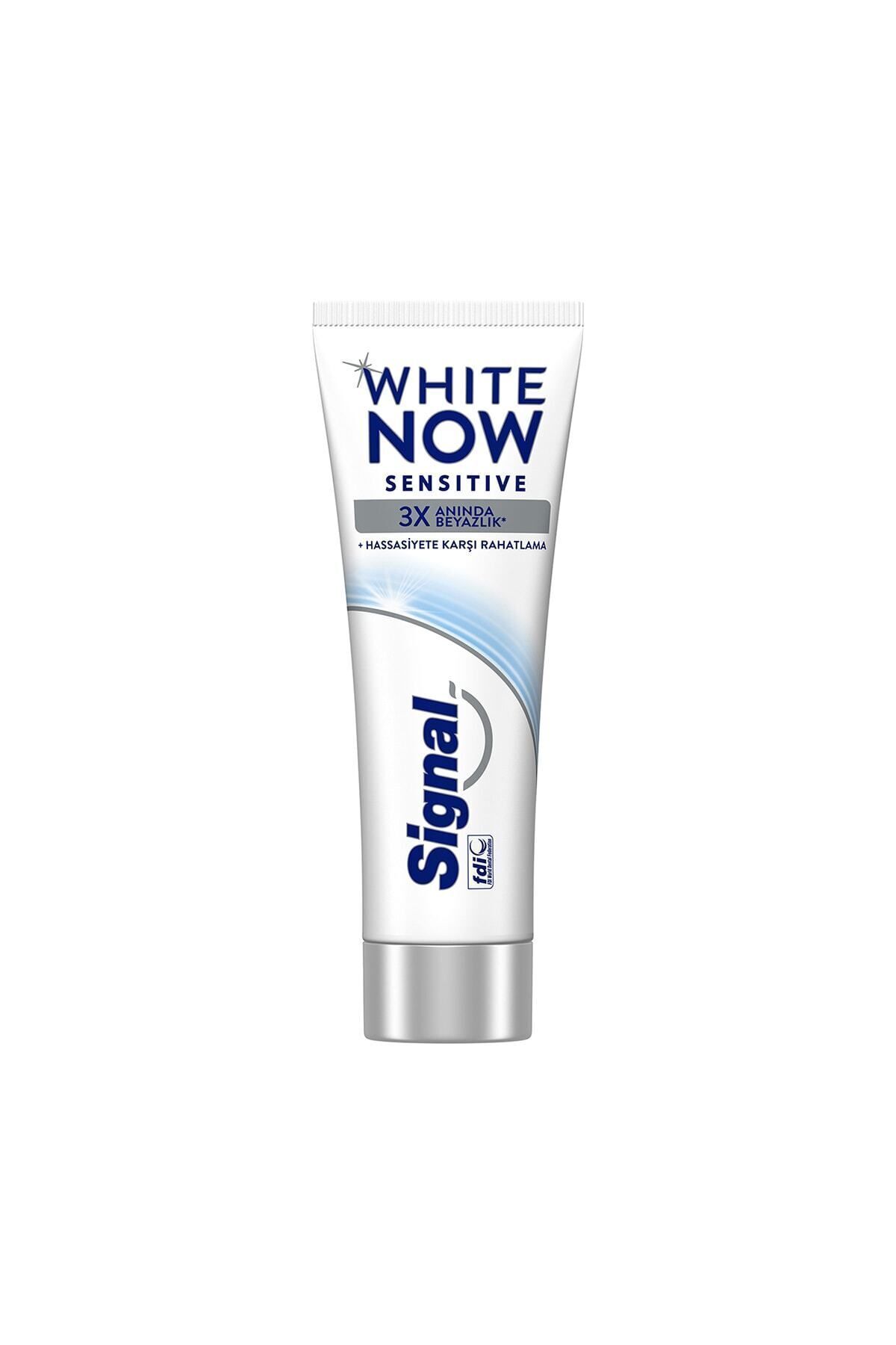 خمیر دندان سفیدکننده حساس و فوری سیگنال مدل White Now حجم 75 میلی لیتر Signal