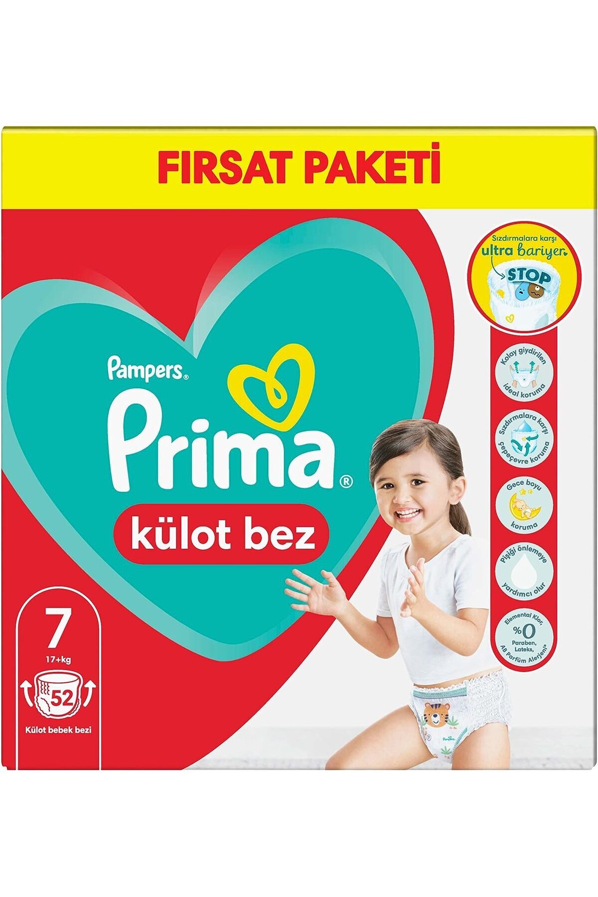 پوشک بچه سایز 7 52 عددی پکیج فرصت اورجینال Prima