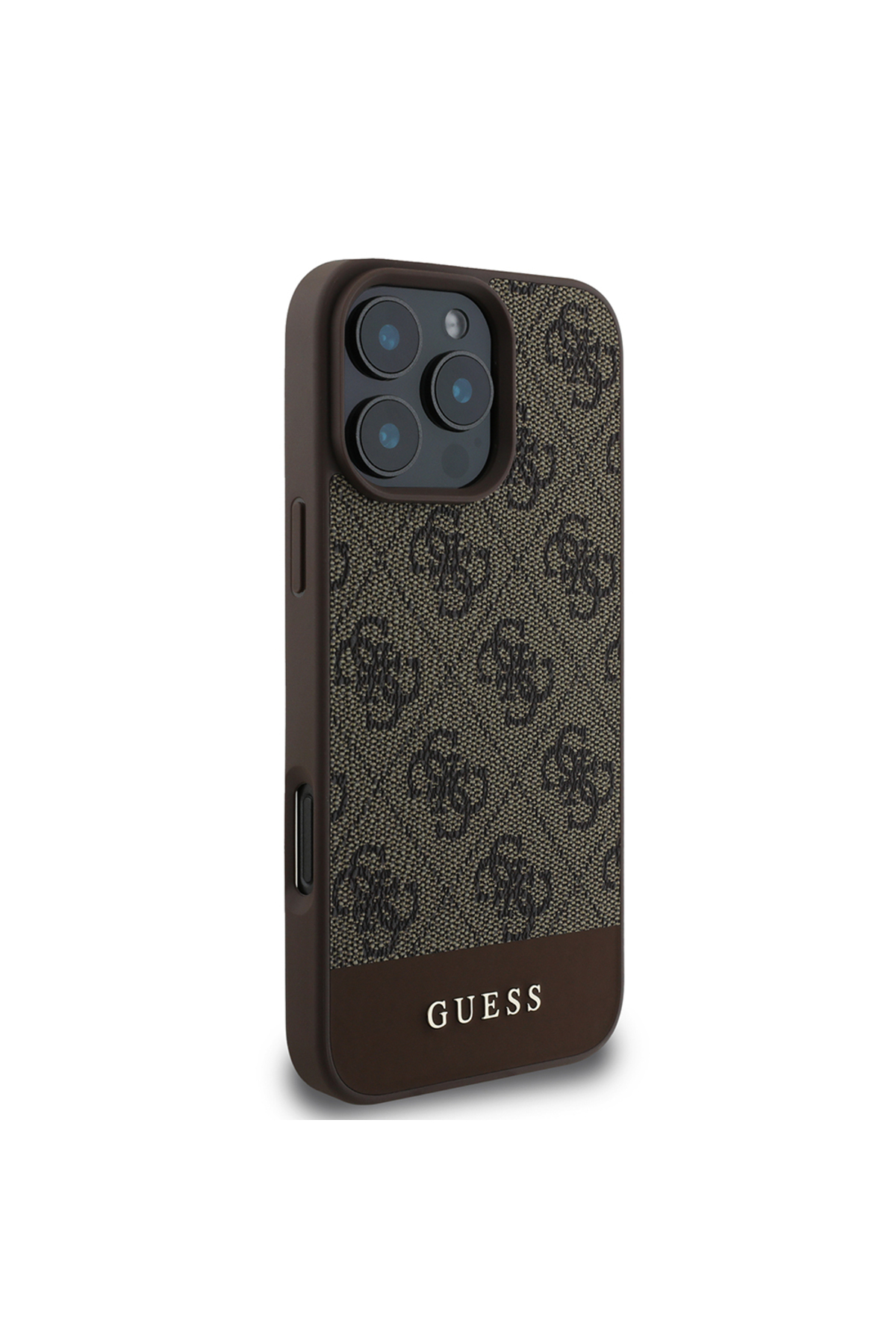 کاور و قاب روکش چرمی PU IPHONE 16 PRO CASE GUESS دارای لایسنس با طرح لوگوی راه قهوه ای اورجینال Guess