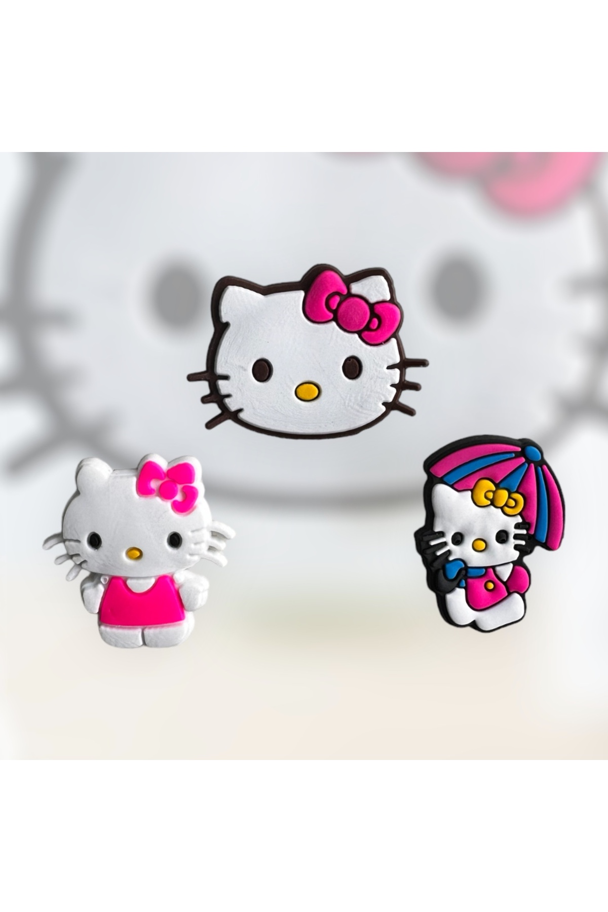 فیگور دمپایی زیور آلات JIBBITZ HELLO KITTY ست 3 تایی از ترکیه Buki'nin Atölyesi