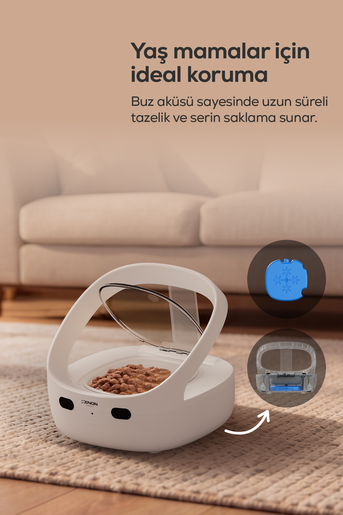 ظرف غذای هوشمند گربه و سگ زنون اسمارت Xenon Smart مدل X8607، کاسه ۴۰۰ میلی‌لیتری