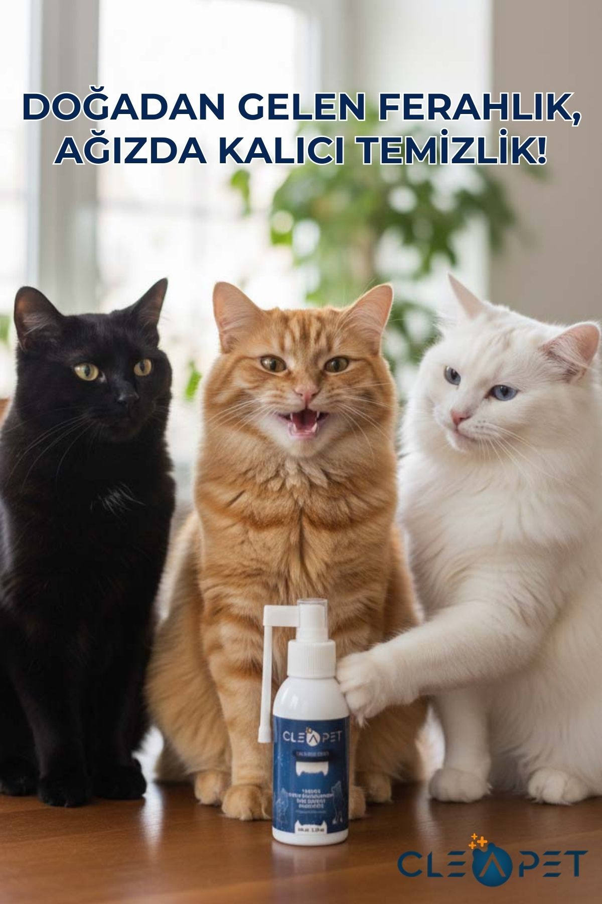 اسپری مراقبت دهان و دندان گربه کلیاپت Cleapet، ۱۰۰ میلی‌لیتر، فرمول طبیعی و ضد جرم