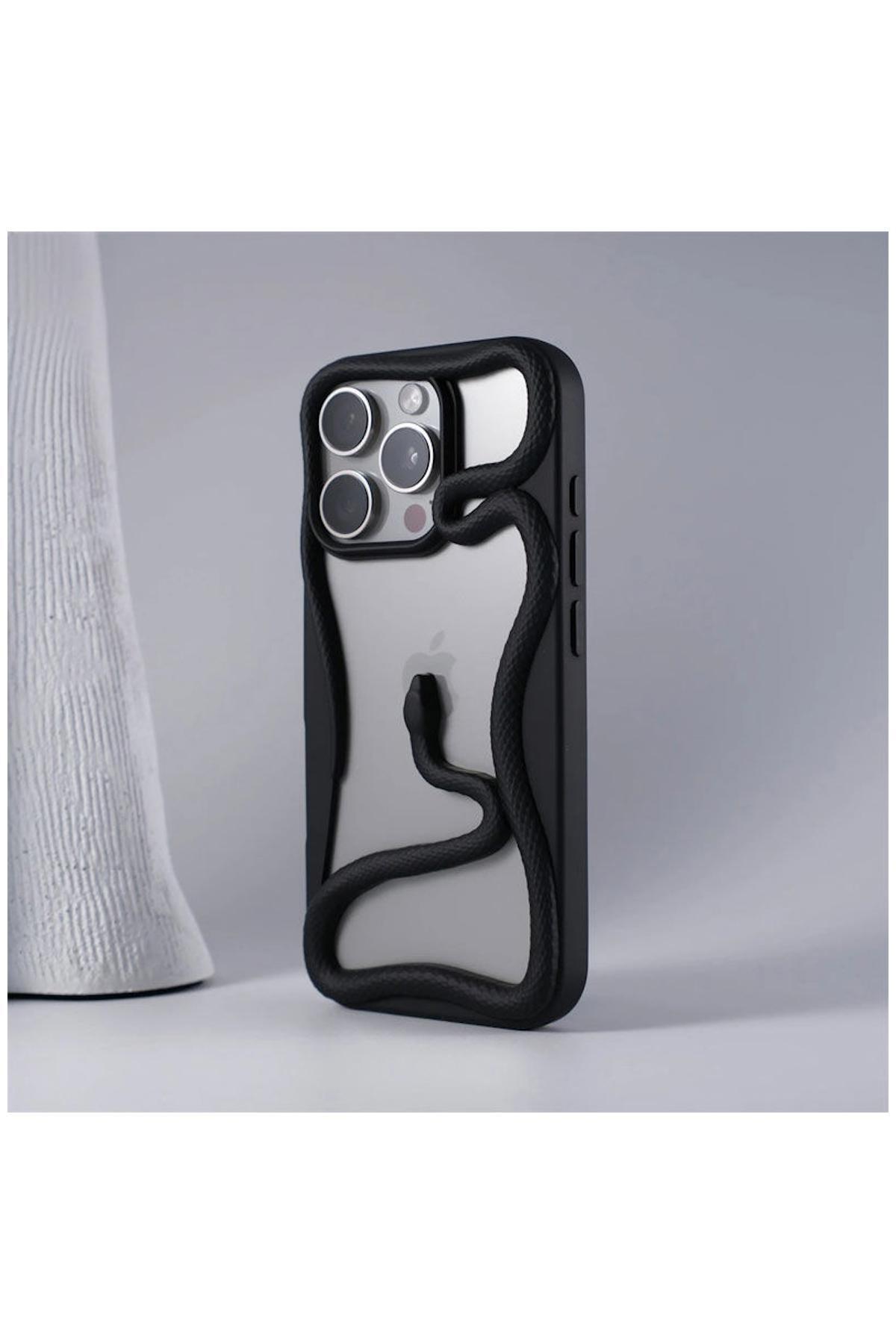 کاور و قاب APPLE IPHONE 15 PRO COMPATIBLE CASE ZEBANA 3D SNAKE سیلیکونی مشکی اورجینال Zebana
