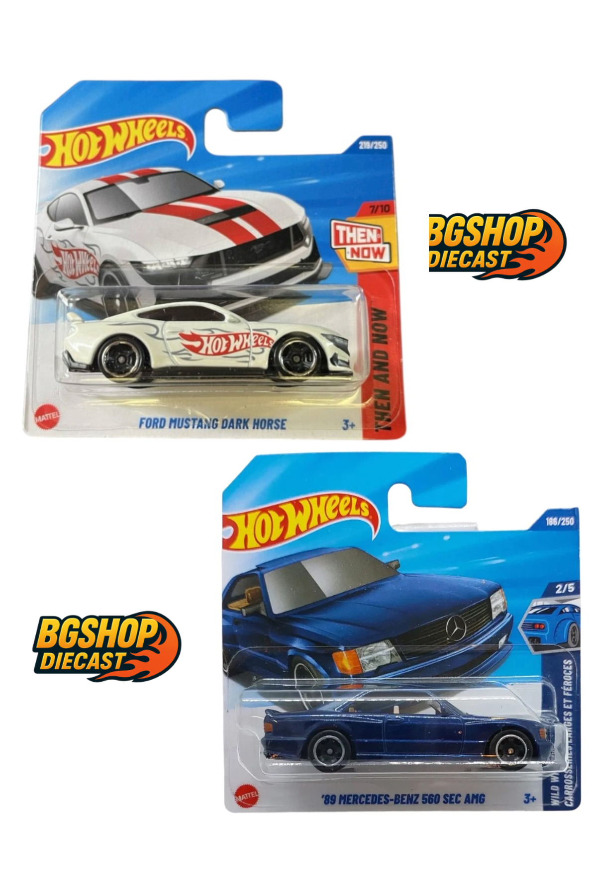 ماشین اسباب بازی فورد موستانگ DARK HORSE 89 مرسدس بنز 560 SEC AMG از ترکیه HOT WHEELS