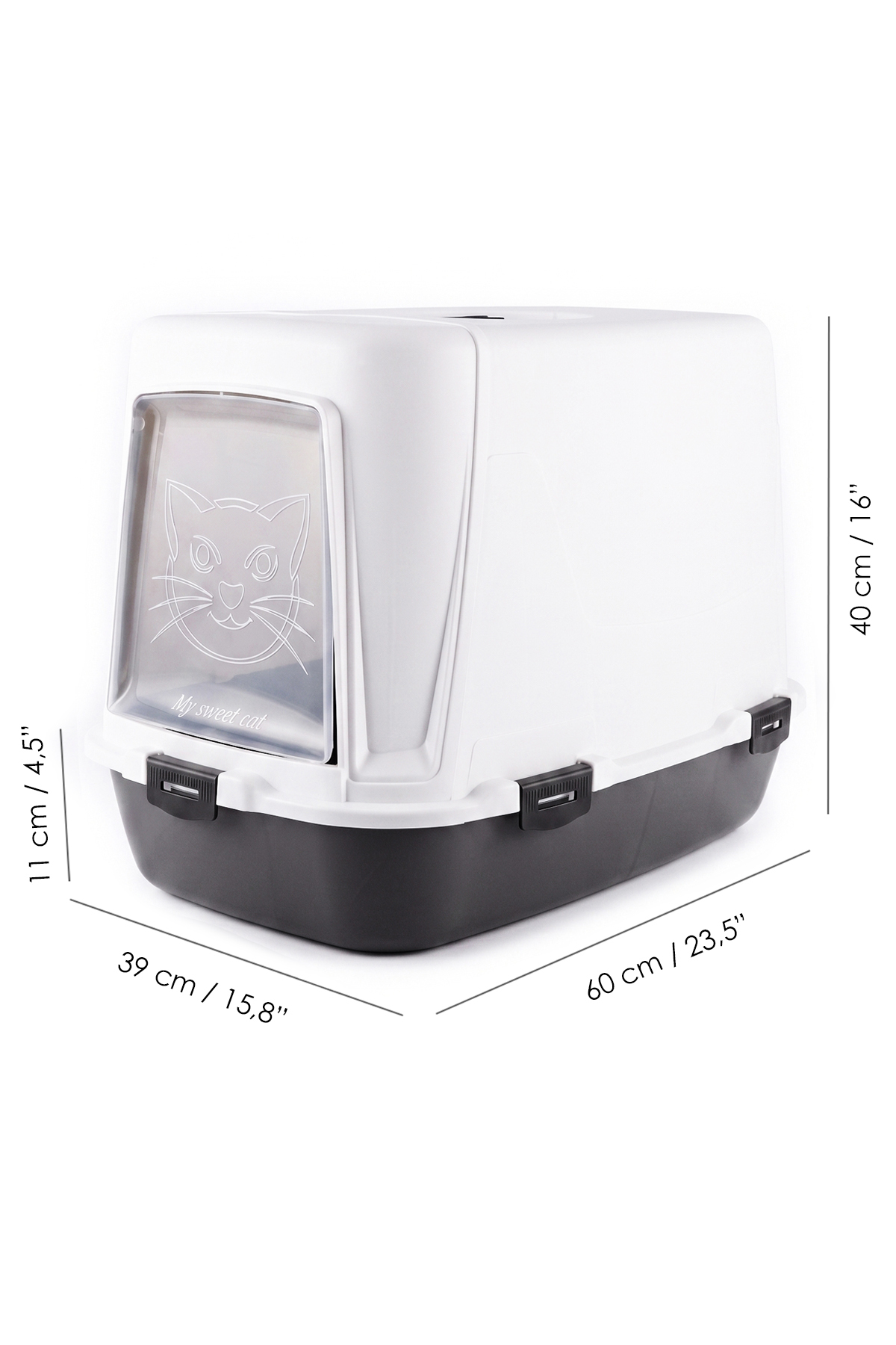 توالت گربه سرپوشیده XXL مگا با فیلتر بو و بیلچه، سفید، ملنی هوم Meleni Home مدل MCH-4203