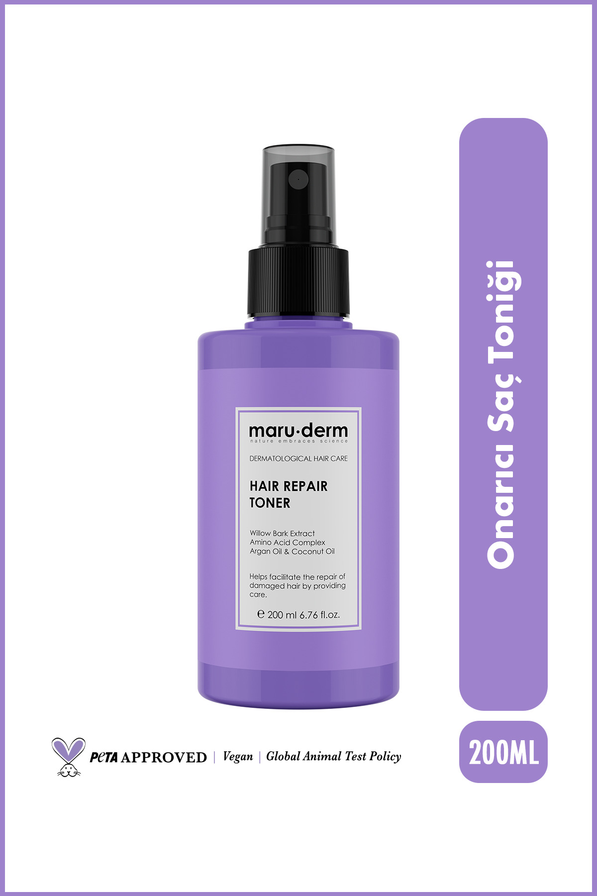 تونیک مو | تعمیر تونر مراقبت از 200 میل موهای ضعیف فرسوده وگان Maru.Derm