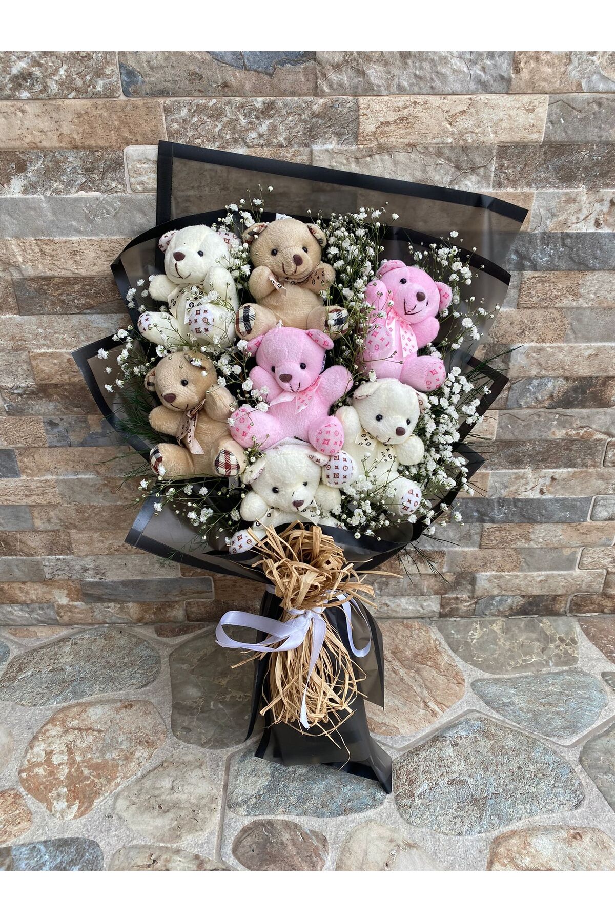 اسباب بازی های پشمی دسته گل خرس عروسکی را مخلوط کنید peluş