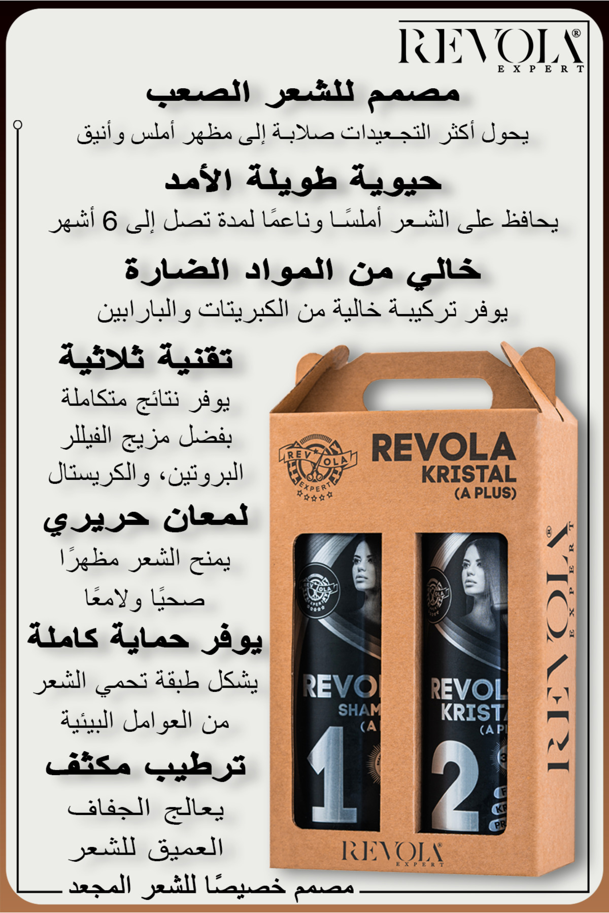 کرم مراقبت مو با پروتئین کراتین و فر کننده مو مدل Kristal APLUS حجم 250 میلی لیتر REVOLA EXPERT