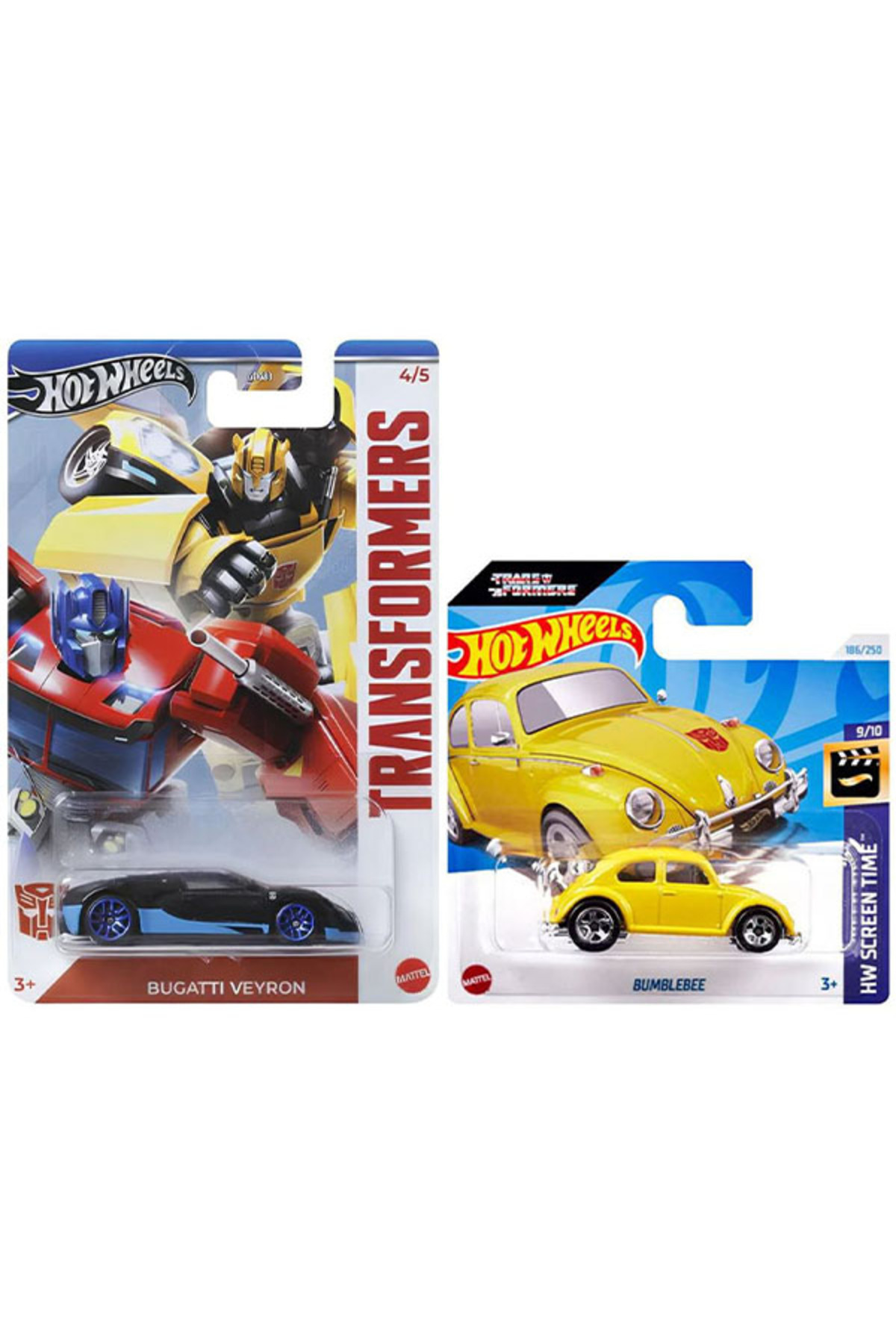 ماشین اسباب بازی 2 ترانسفورماتور وسیله نقلیه BUGATTI VEYRON & BOMBLEBEE 1 64 هات ویلز اورجینال HOT WHEELS