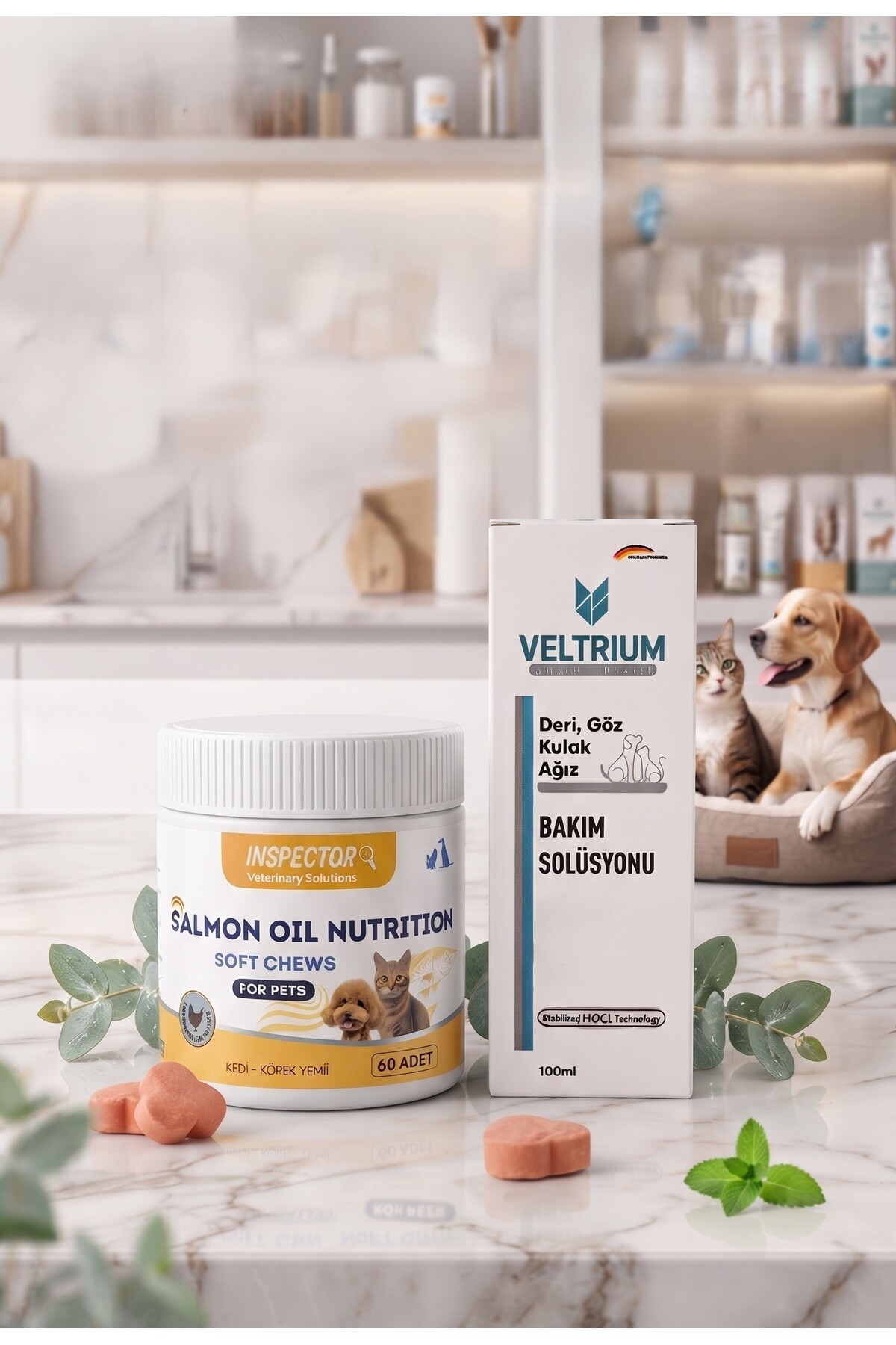 قرص جویدنی نرم حاوی روغن سالمون و محلول مراقبتی VELTRIUM، سری İNSPECTOR، وداوت Vedavet