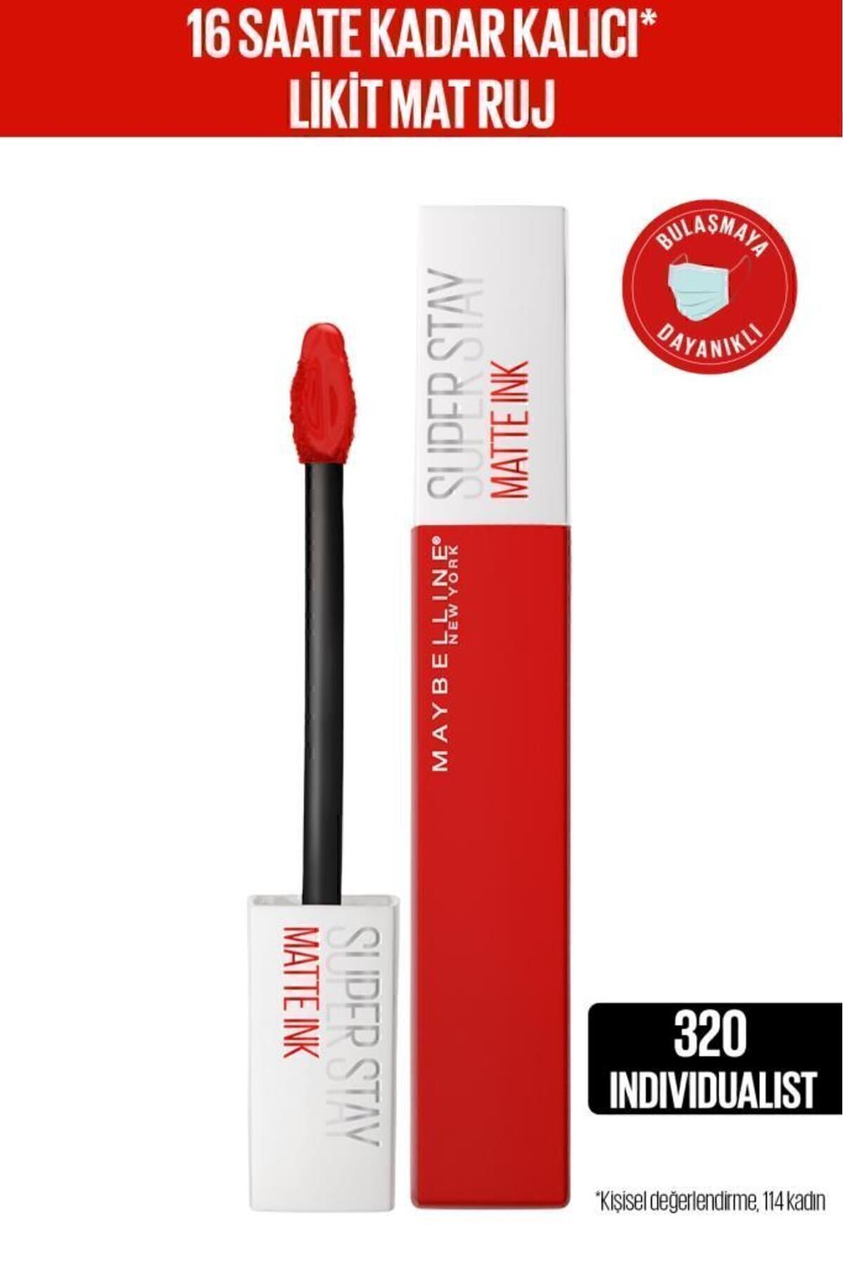 رژ لب مایع مات ماینلین سوپر استی میت اینک 320 ایندیوالیست قرمز میبلین Maybelline New York