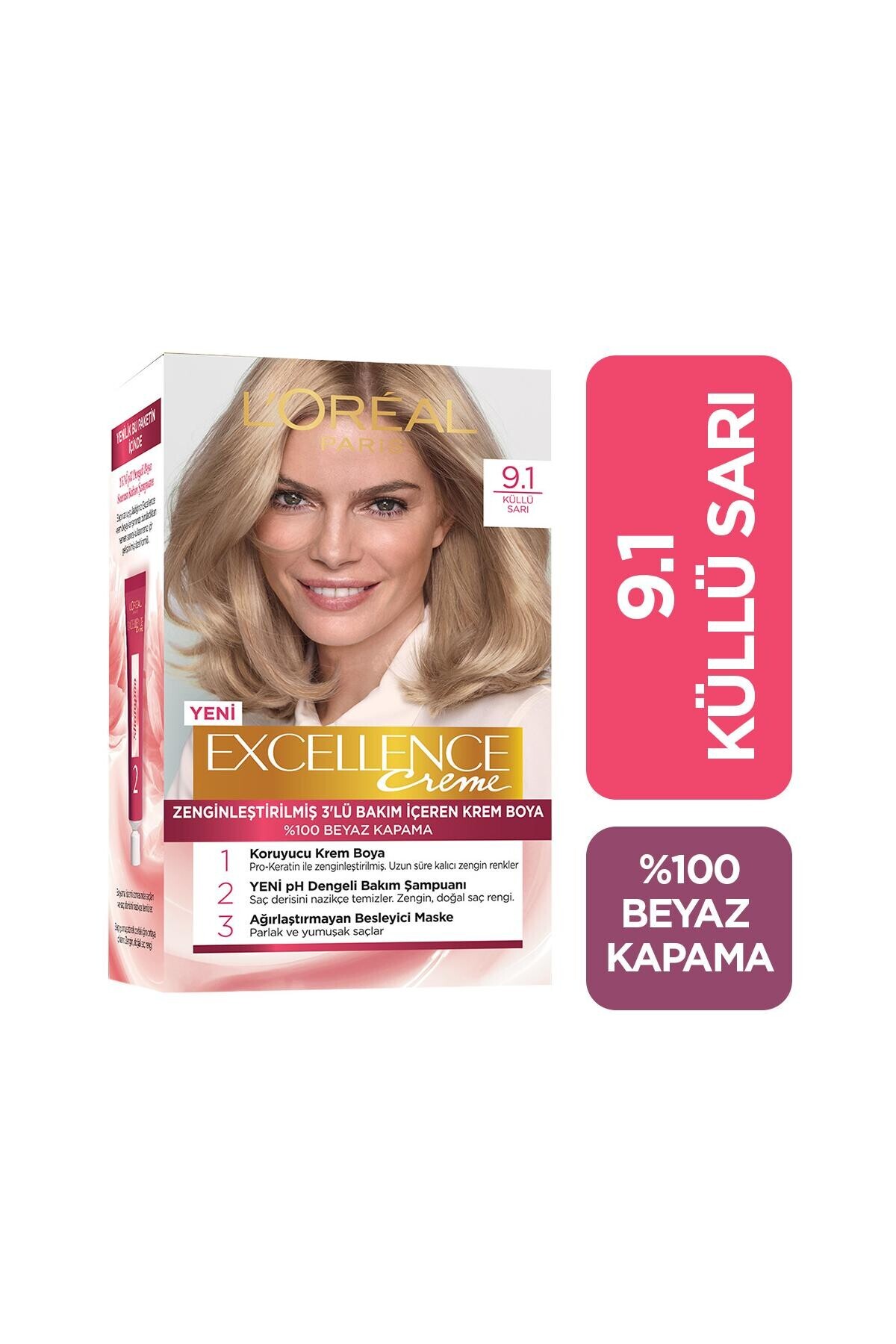 رنگ مو مردانه و زنانه EXCELLENCE IMEDIA EXCEL 9.1 آمیزی موی خاکستر زرد L'Oreal Paris