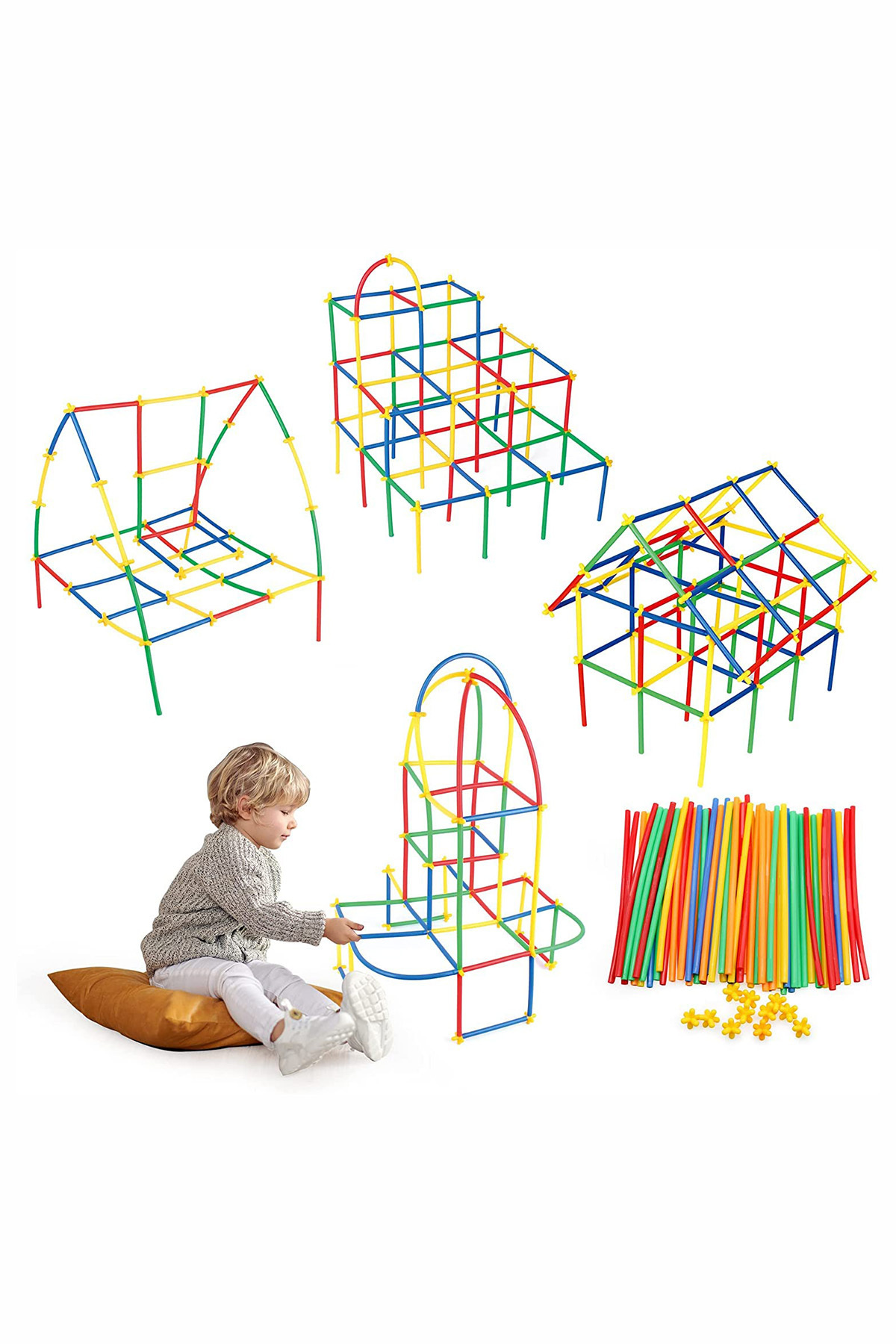 لگو و اسباب بازی های ساخت محور BAMBOO STICK TOY 600 PIECES ساختمان حافظه آموزشی رشد هوش کودکان از ترکیه Fresh Moon