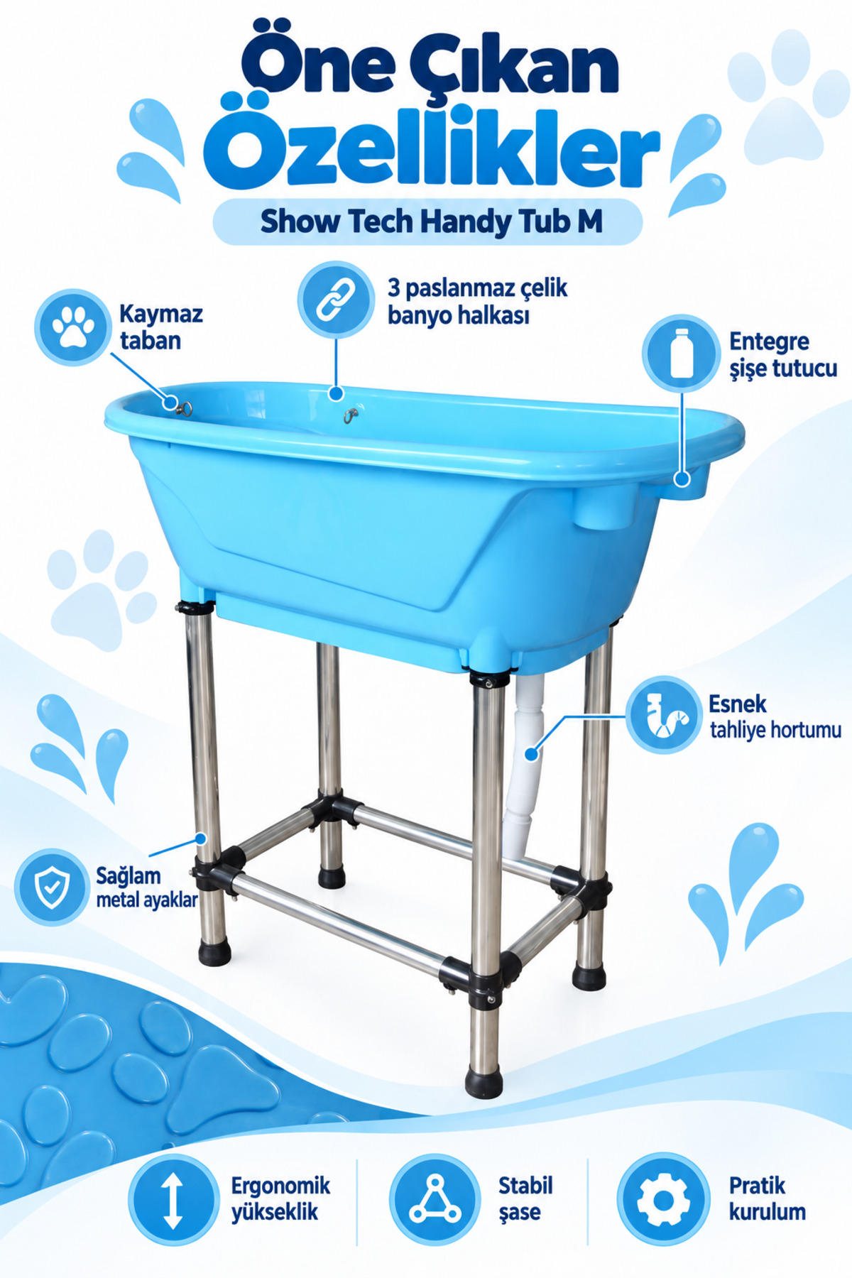وان قابل‌حمل سگ و گربه شوتک Showtech Handy Tub M، آبی، ۹۶×۵۰×۹۱ سانتی‌متر