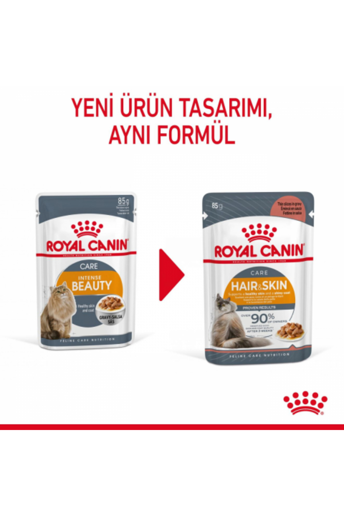 غذای مرطوب گربه بالغ رویال کنین Royal Canin Intense Beauty Gravy Pouch، ۸۵ گرم