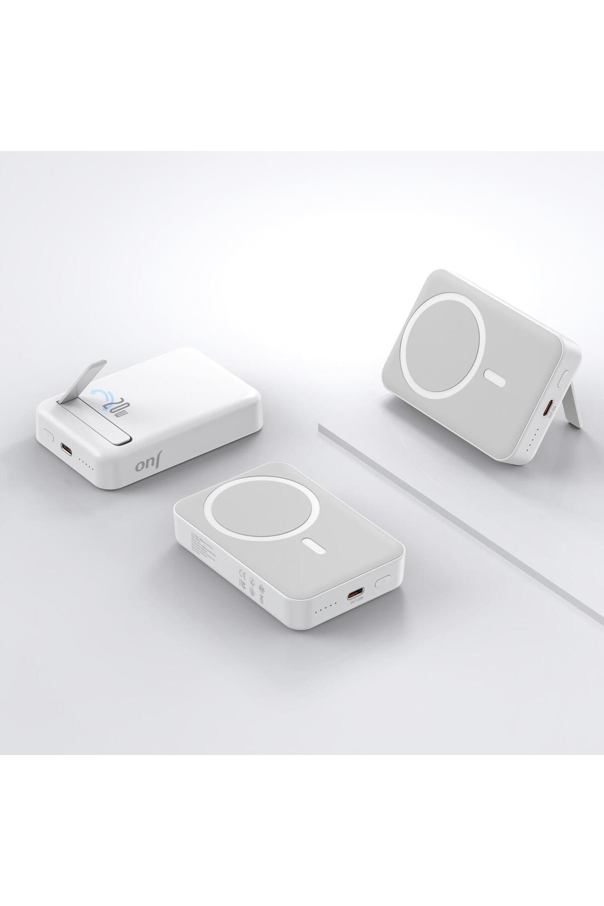 پاوربانک شارژر سریع بی سیم قابل حمل 10000 ماه MAGSAFE PD20W با پایه سفید اورجینال Juo